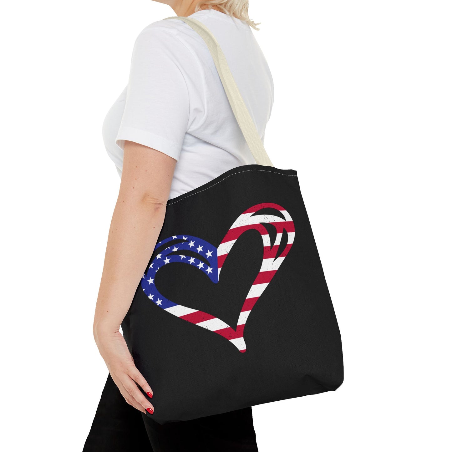 Princess Grace Patriotic Heart Tote Bag Love for America Design
