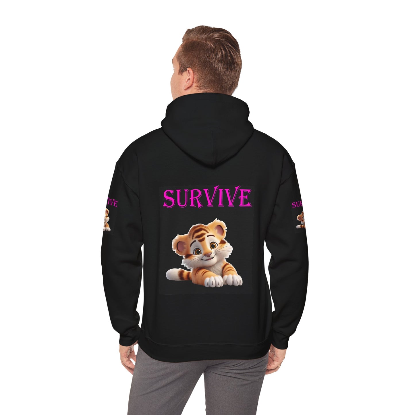 Princess Grace Cute Tiger 'SURVIVE' Unisex Hooded Sweatshirt Perfect for Animal Lovers