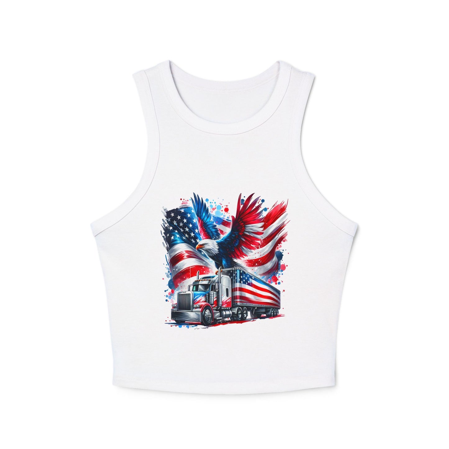 Princess Grace Patriotic Women's Racer Tank Top USA Truck & Eagle Design