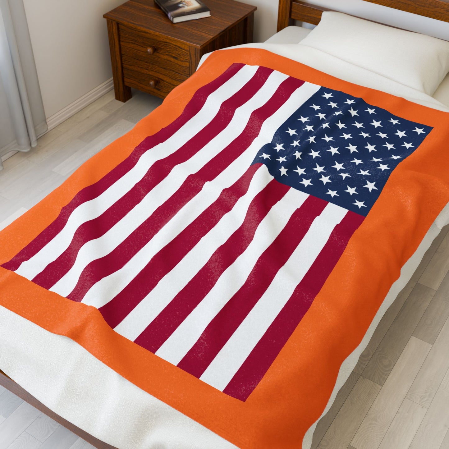 Princess Grace Cozy American Flag Velveteen Plush Blanket Ideal for Home Decor & Celebrations