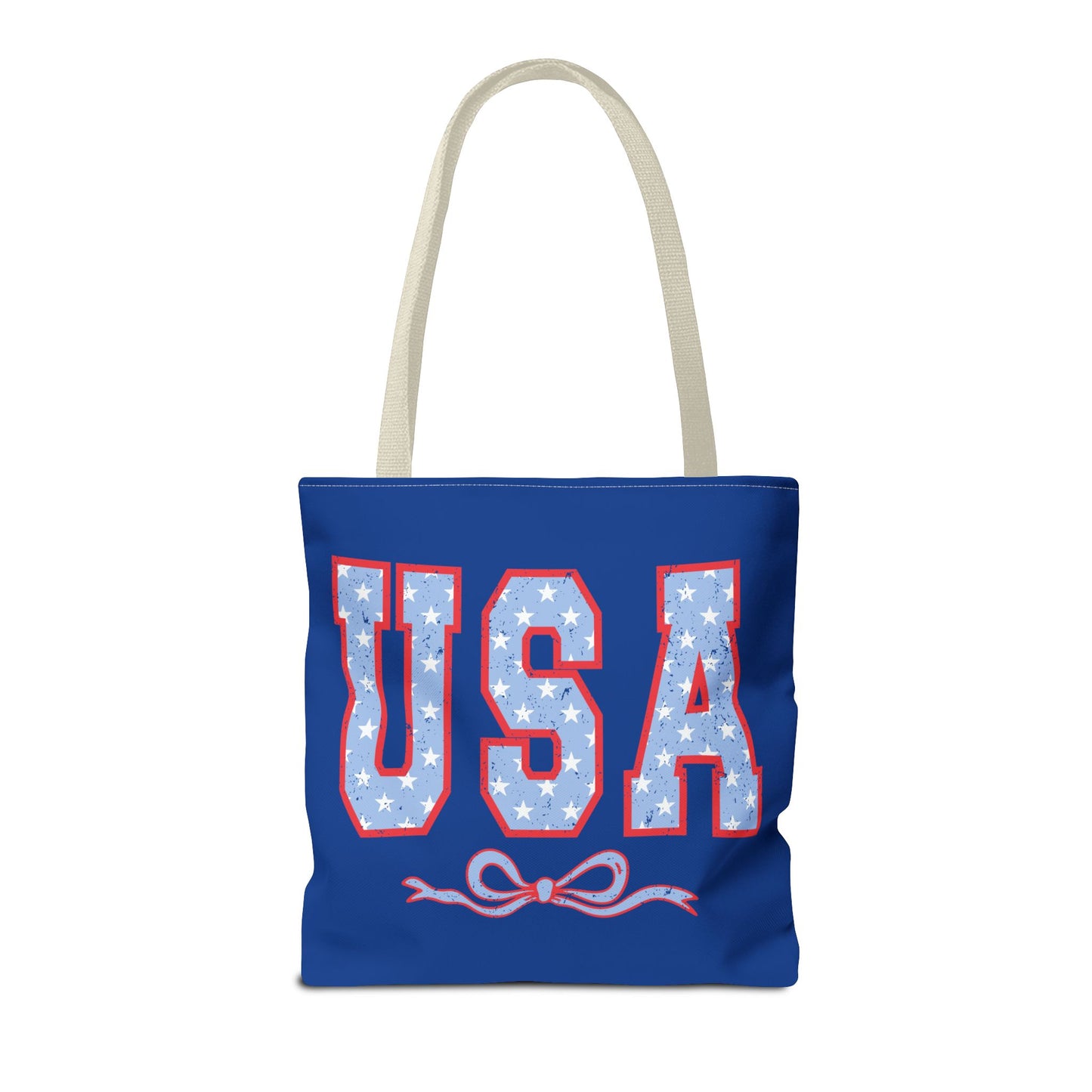 Princess Grace Patriotic USA Tote Bag Stylish Blue Star Design for Holidays & Everyday Use