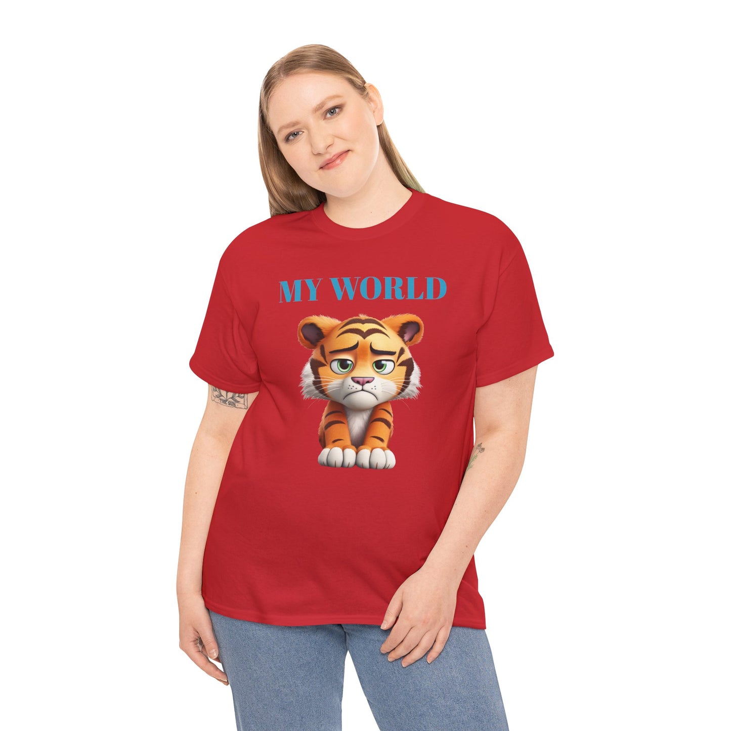 Princess Grace My World Tiger Unisex Heavy Cotton Tee Cute Animal T-Shirt for Kids & Adults