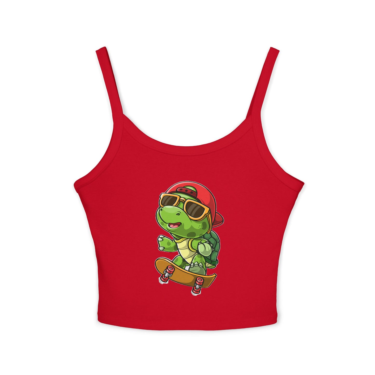Princess Grace Cute Cartoon Turtle Skateboarding Women's Spaghetti Strap Tank Top