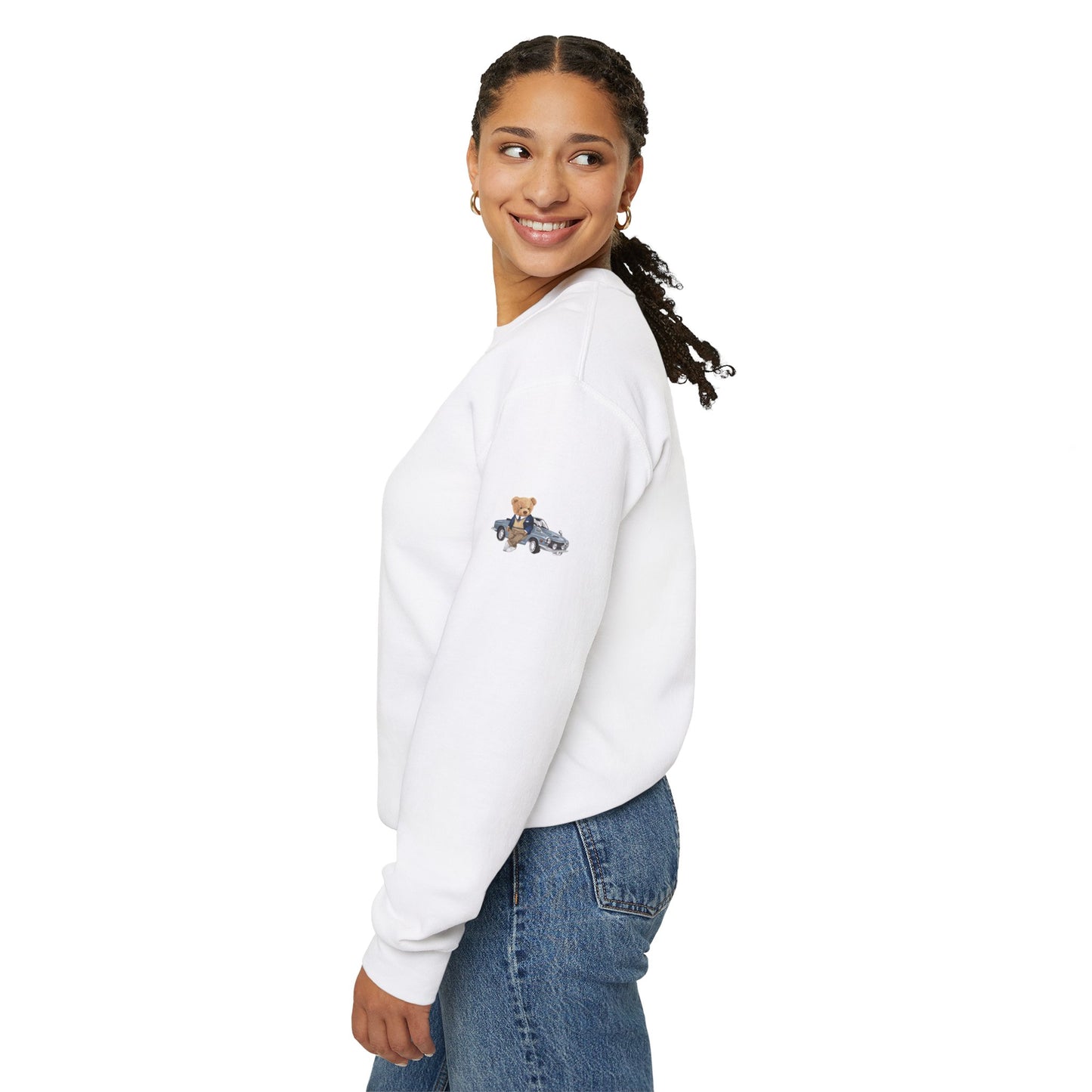 Princess Grace Stylish Crewneck Sweatshirt with Bear and Car Design
