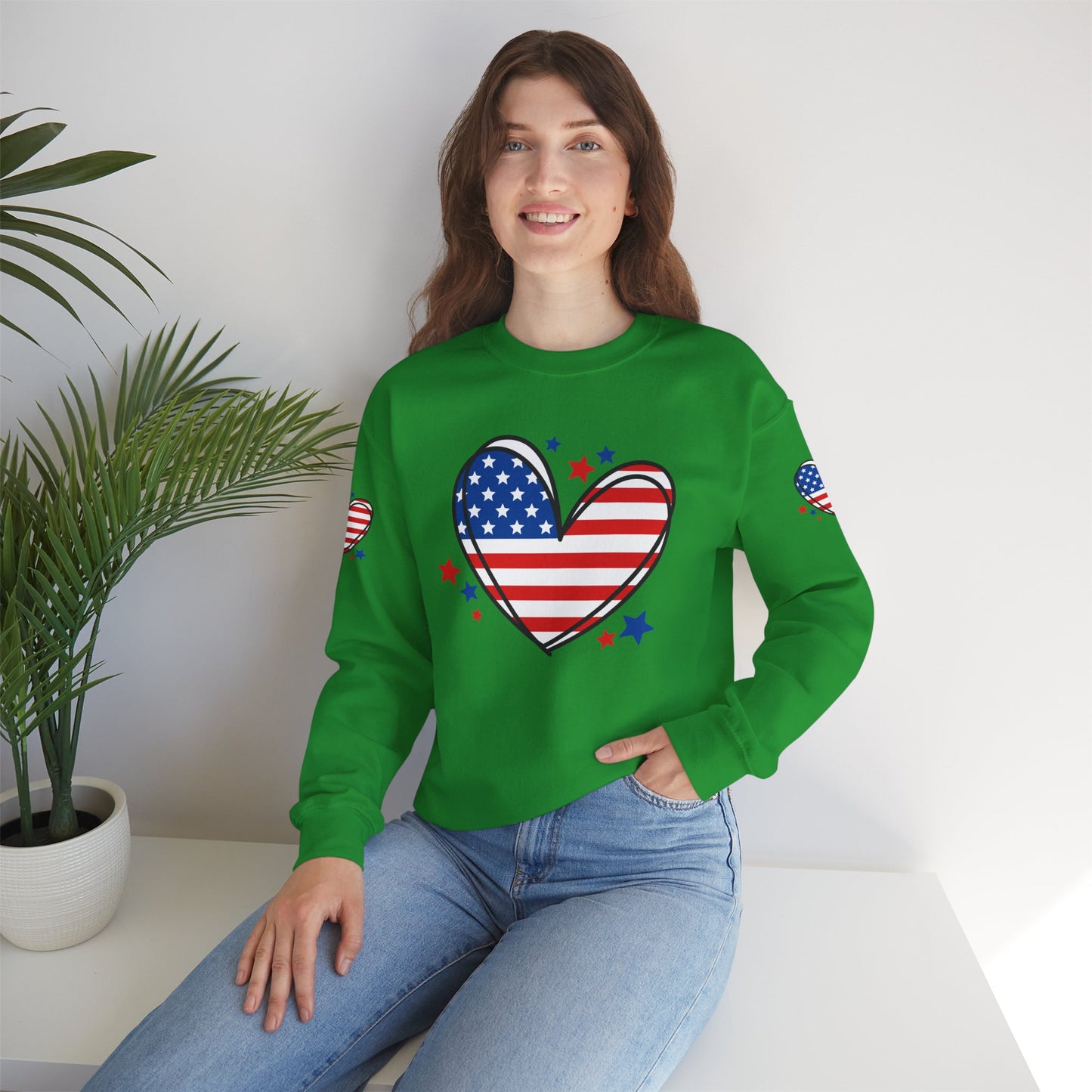 Princess Grace Patriotic Heart Crewneck Sweatshirt