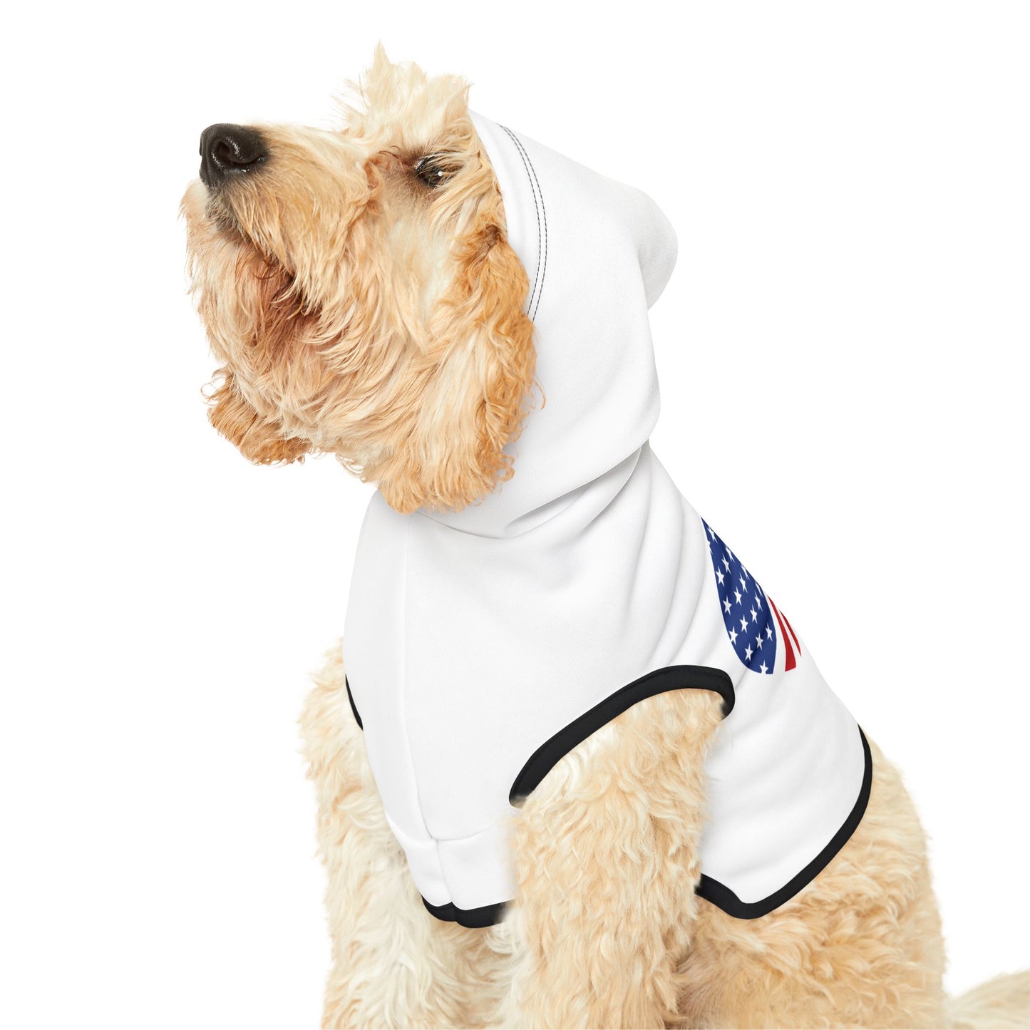 Princess Grace Patriotic Pet Hoodie with Heart Design Perfect for Dog Lovers