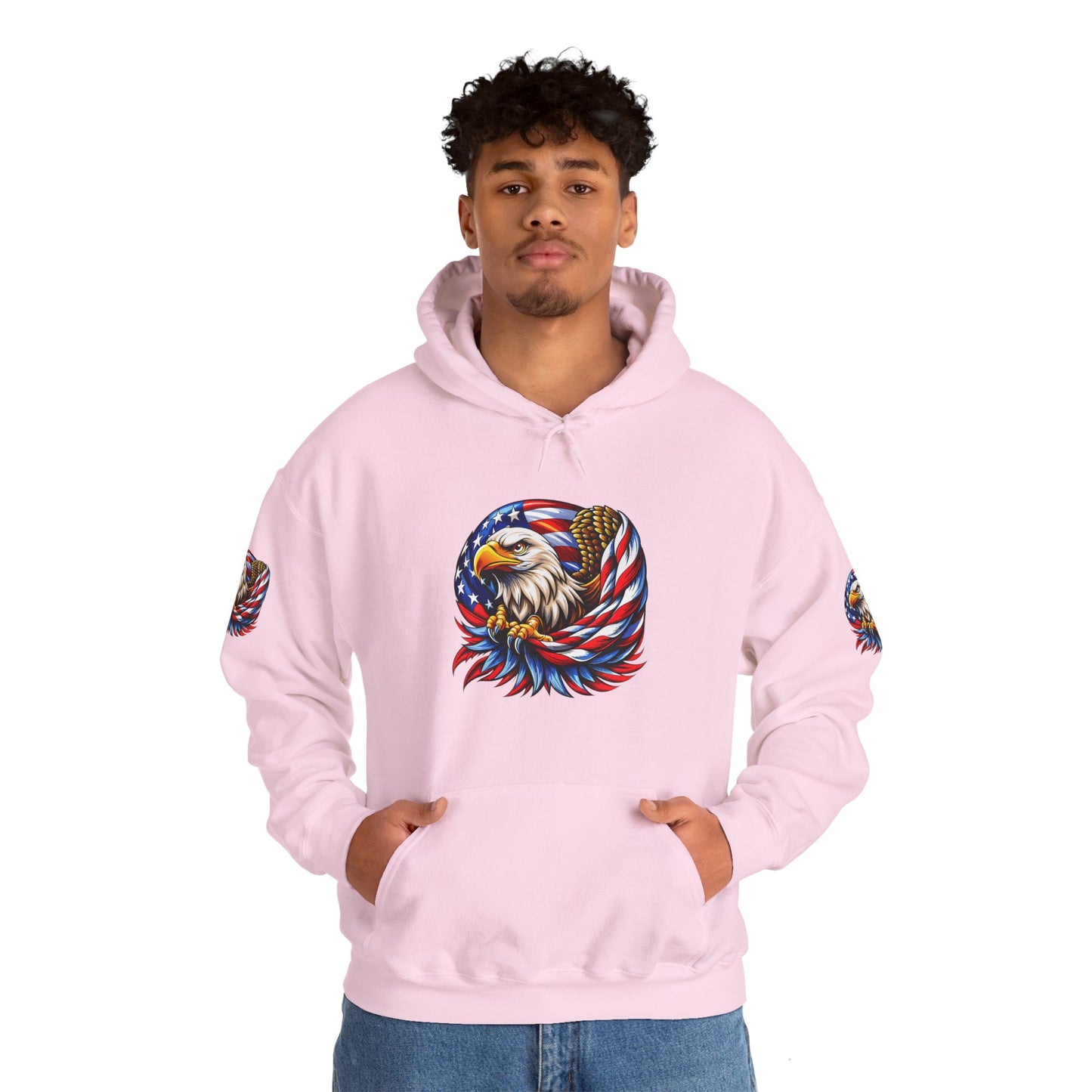Princess Grace Patriotic Eagle Hoodie Unisex Heavy Blend Sweatshirt with American Flag Design