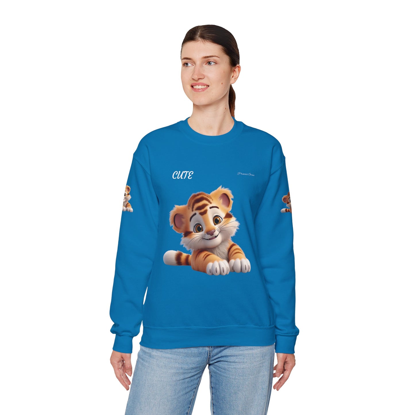 Princess Grace Cute Tiger Unisex Heavy Blen Crewneck Sweatshirt