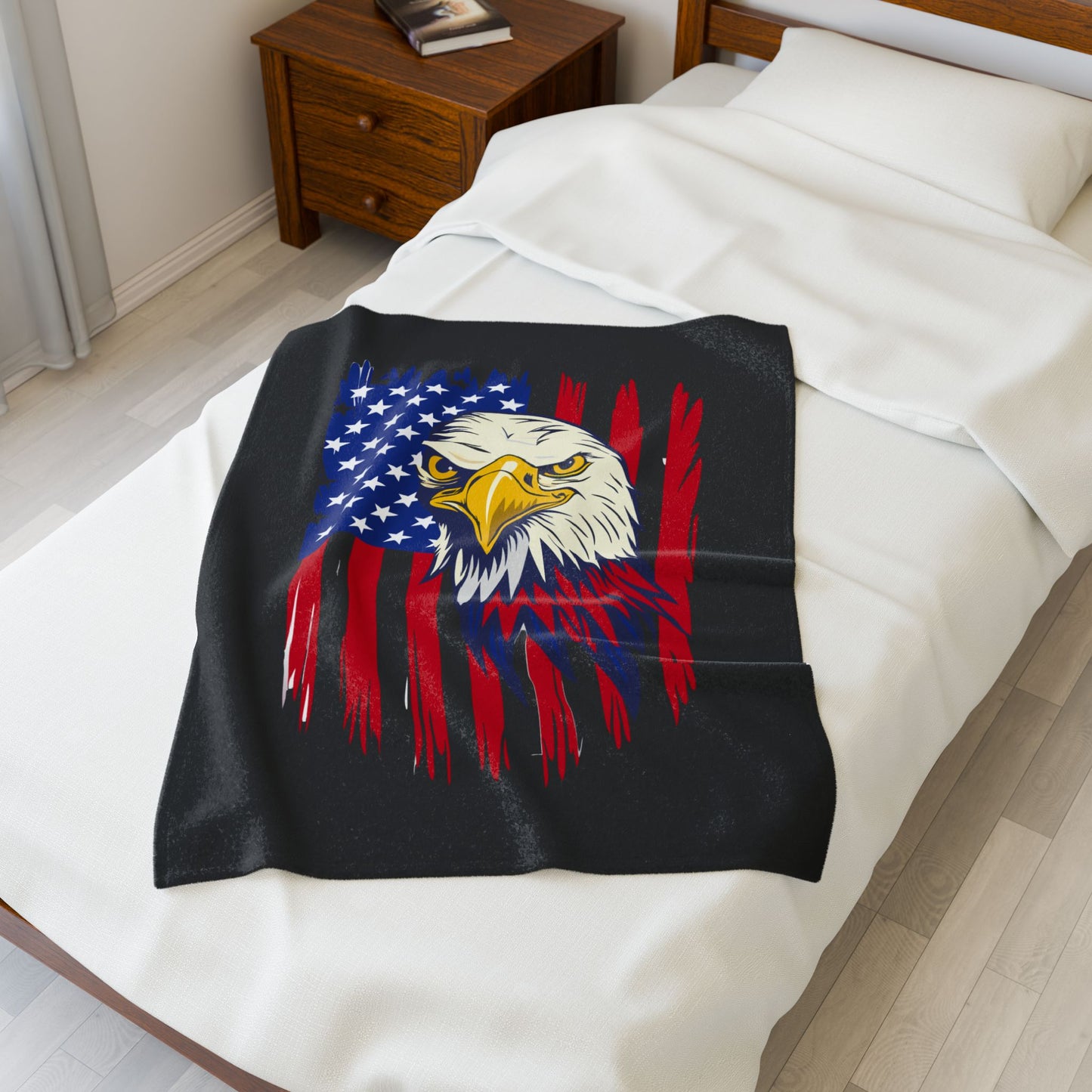 Princess Grace  Patriotic Eagle Velveteen Plush Blanket  Cozy Americana Decor