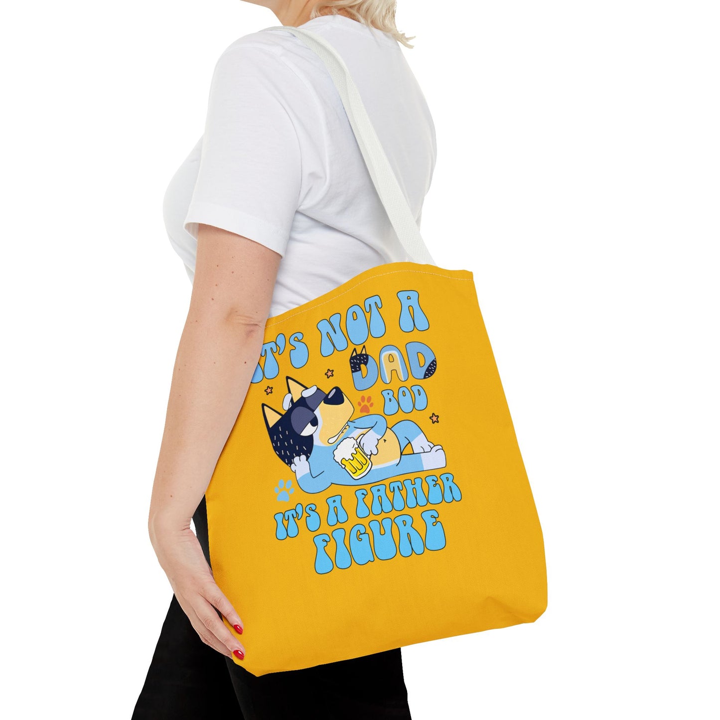 Princess Grace Fun Father's Day Tote Bag "It's Not a Dad Bod, It's a Father Figure"