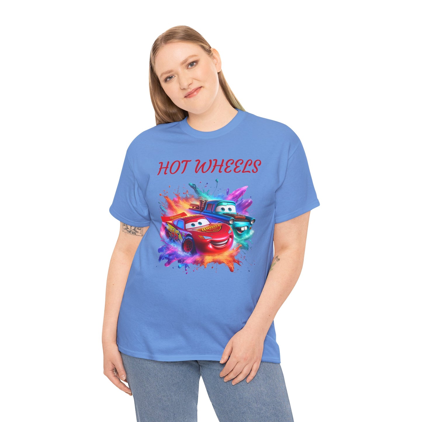 Princess Grace Hot Wheels Cotton Tee Fun and Colorful Graphic T-Shirt for Car Lovers