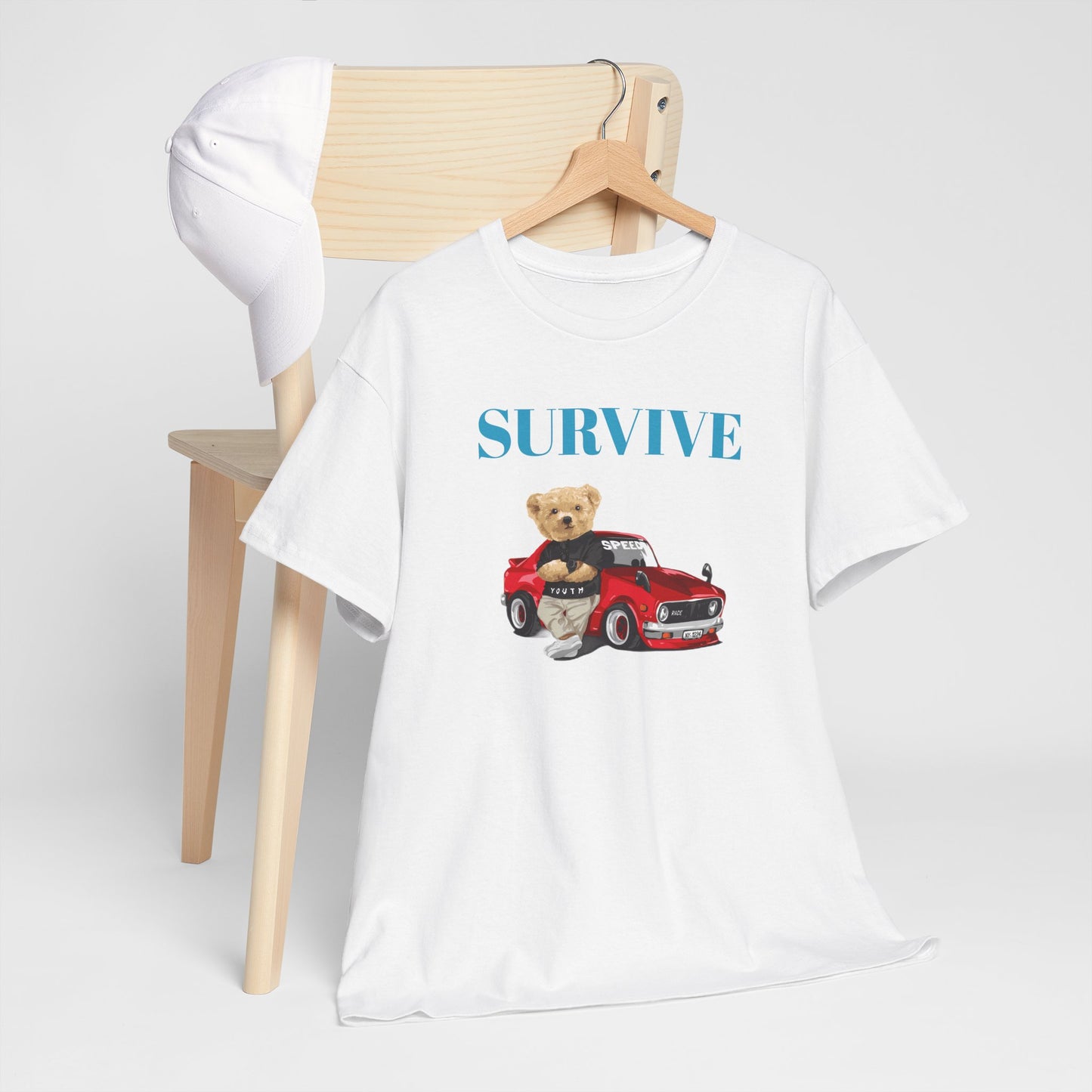Princess Grace Survive Bear Graphic Unisex Heavy Cotton Tee