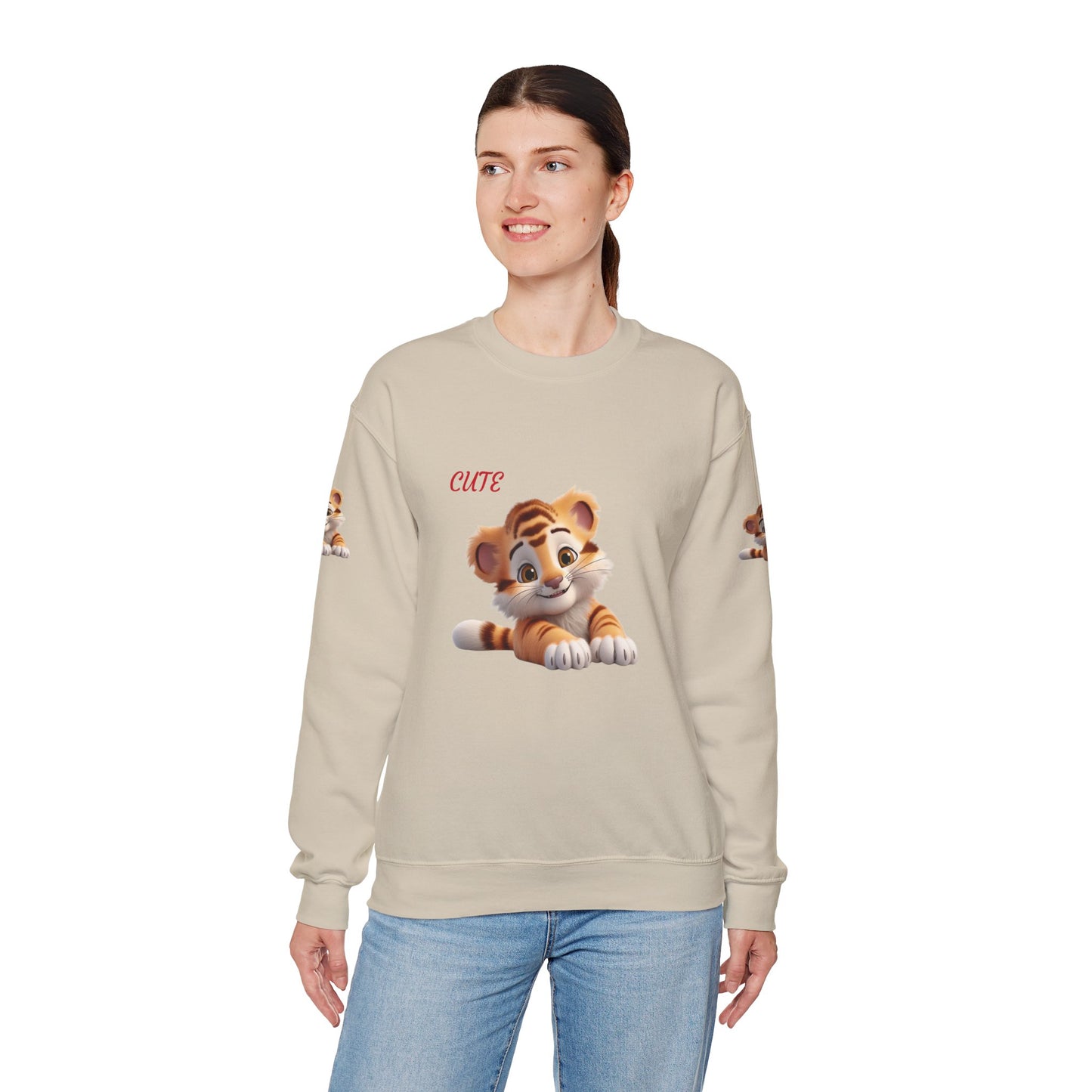 Princess Grace Cute Tiger Graphic Sweatshirt Unisex Heavy Blend Crewneck