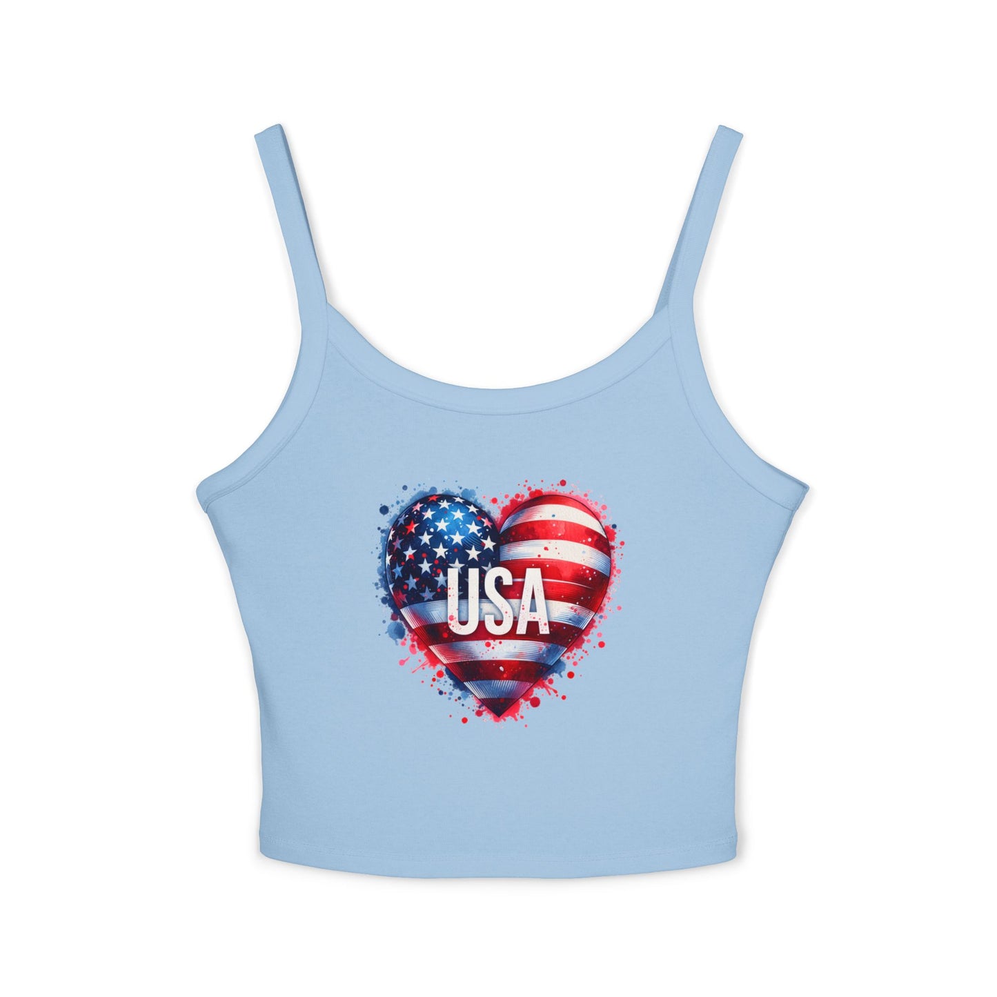 Princess Grace Patriotic Women's Spaghetti Strap Tank Top USA Heart Design
