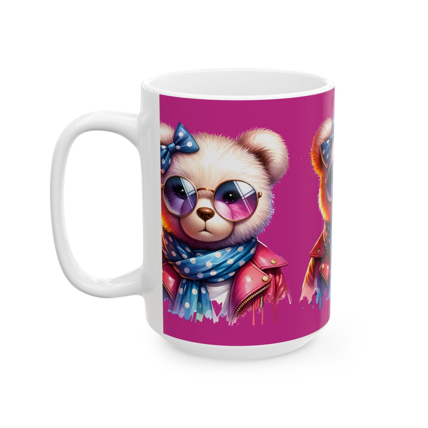 Princess Grace Trendy Bear Ceramic Mug with Sunglasses Cute 11oz & 15oz Drinkware