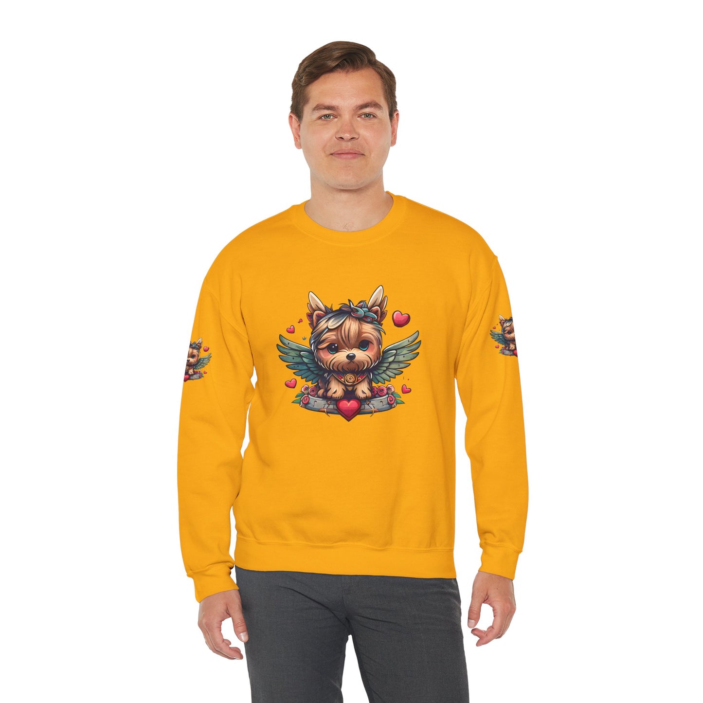 Princess Grace Cute Yorkie Wings Crewneck Sweatshirt Perfect Gift for Dog Lovers