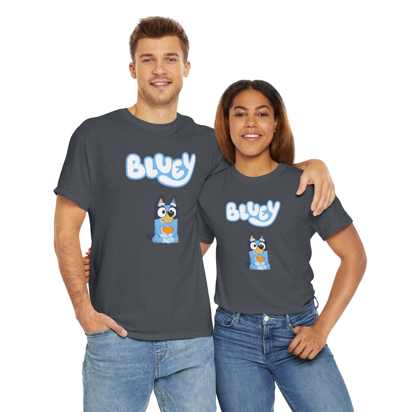 Princess Grace Bluey Unisex Heavy Cotton Tee Comfortable Cartoon T-Shirt for Kids and Adults
