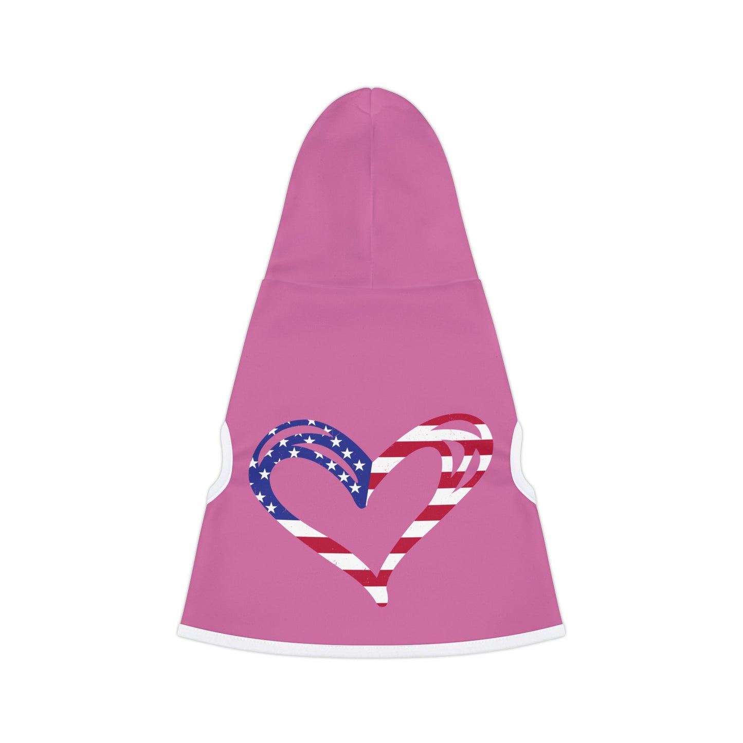 Princess Grace Patriotic Heart Pet Hoodie Cute Pink Dog Sweater for Holidays