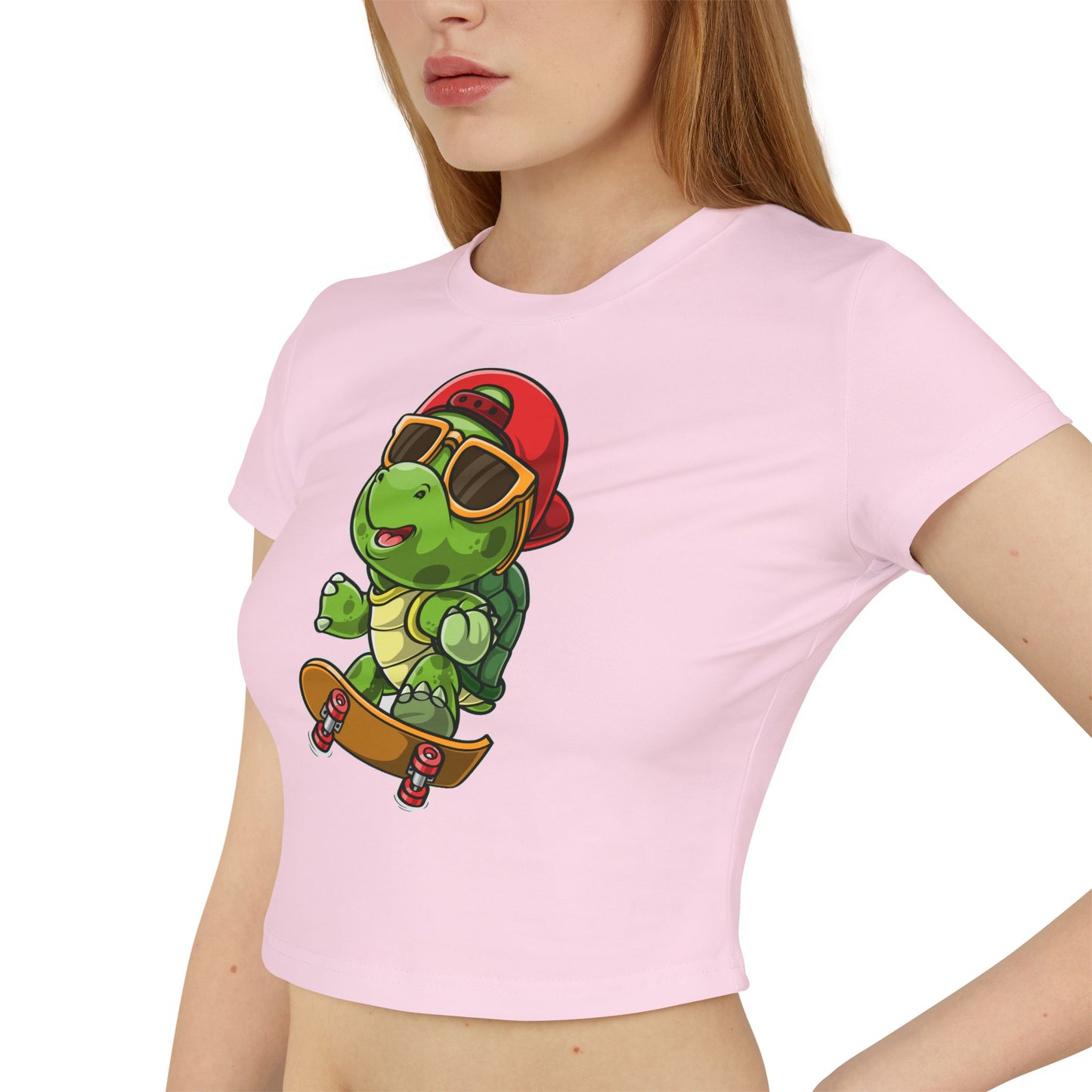 Princess Grace Cute Skateboarding Turtle Women's Baby Tee