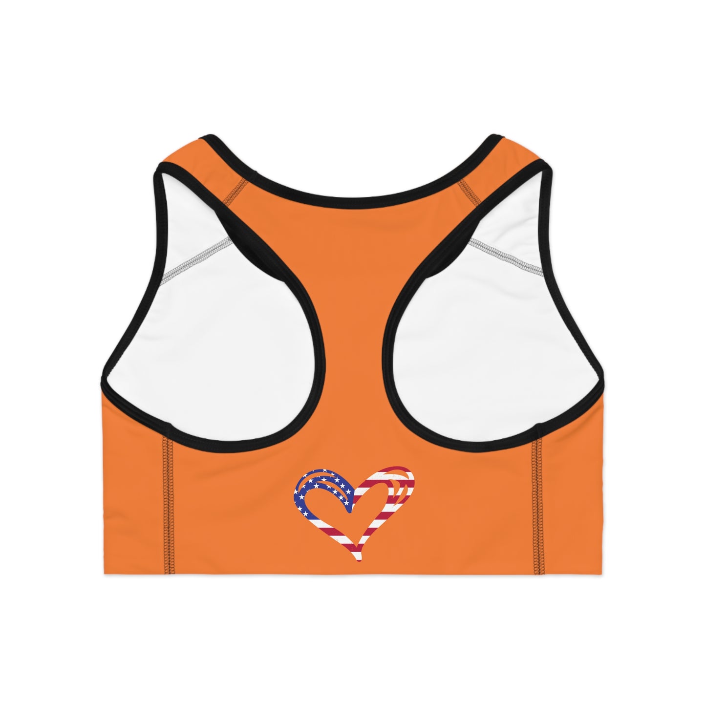 Princess Grace Patriotic Heart Sports Bra Comfortable Activewear for Fitness & Holidays