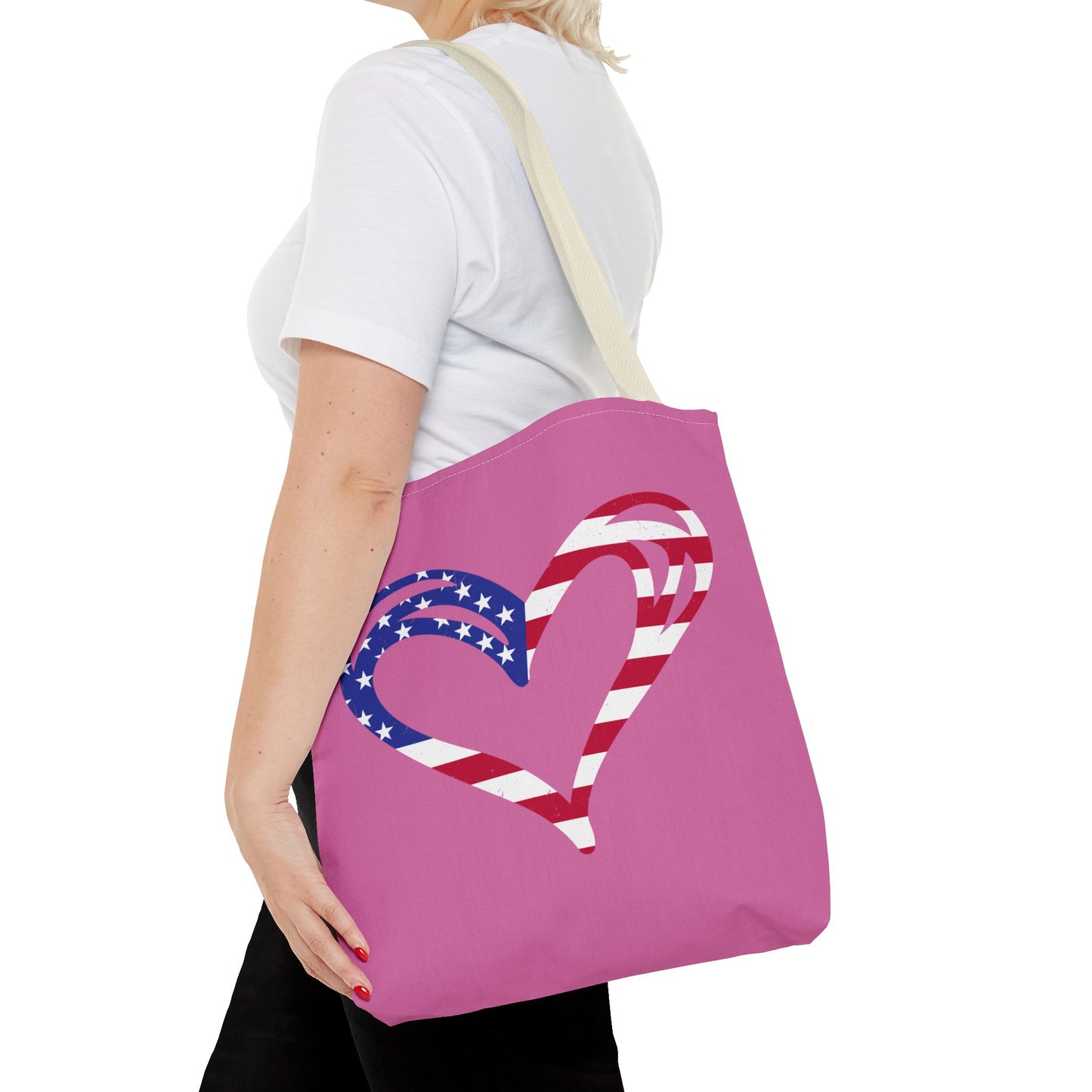 Princess Grace Patriotic Heart Tote Bag USA Flag Design