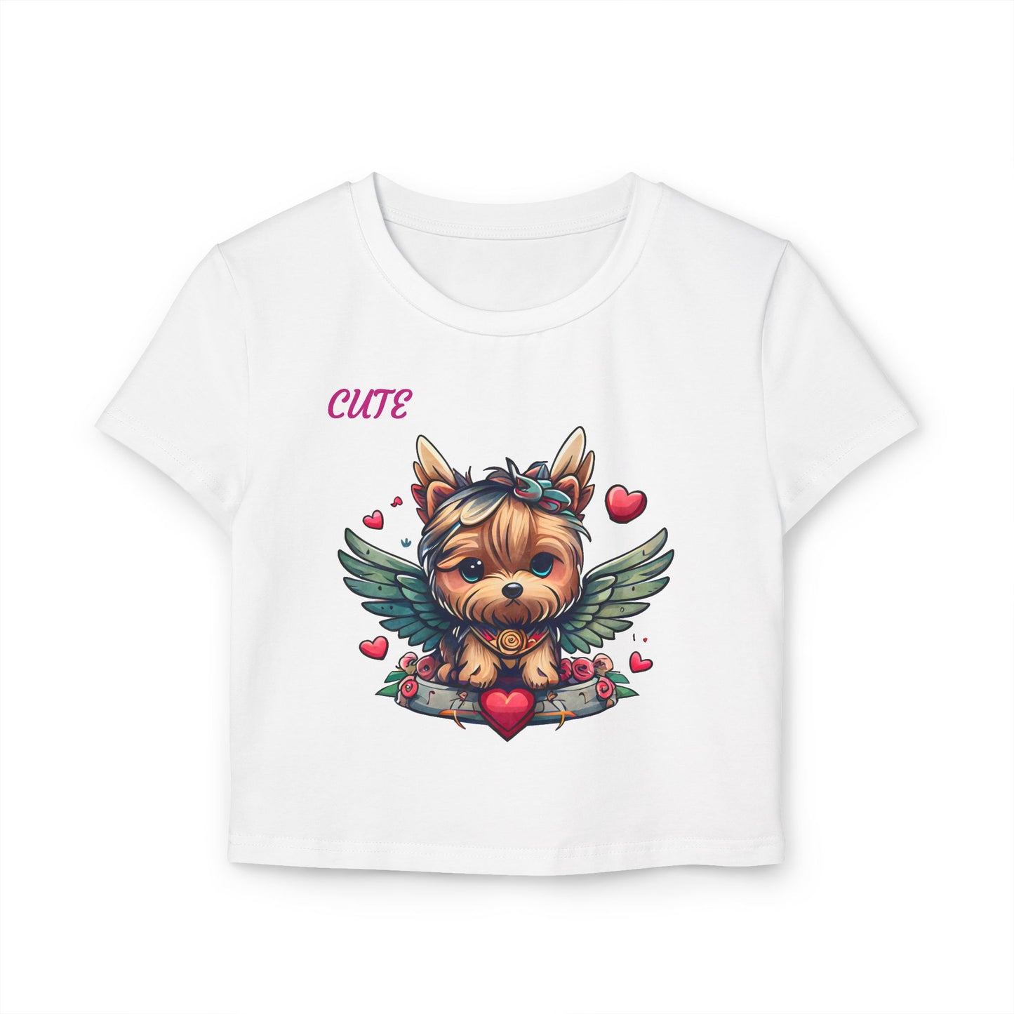 Princess Grace Cute Dog Graphic Women's Baby Tee Perfect for Pet Lovers