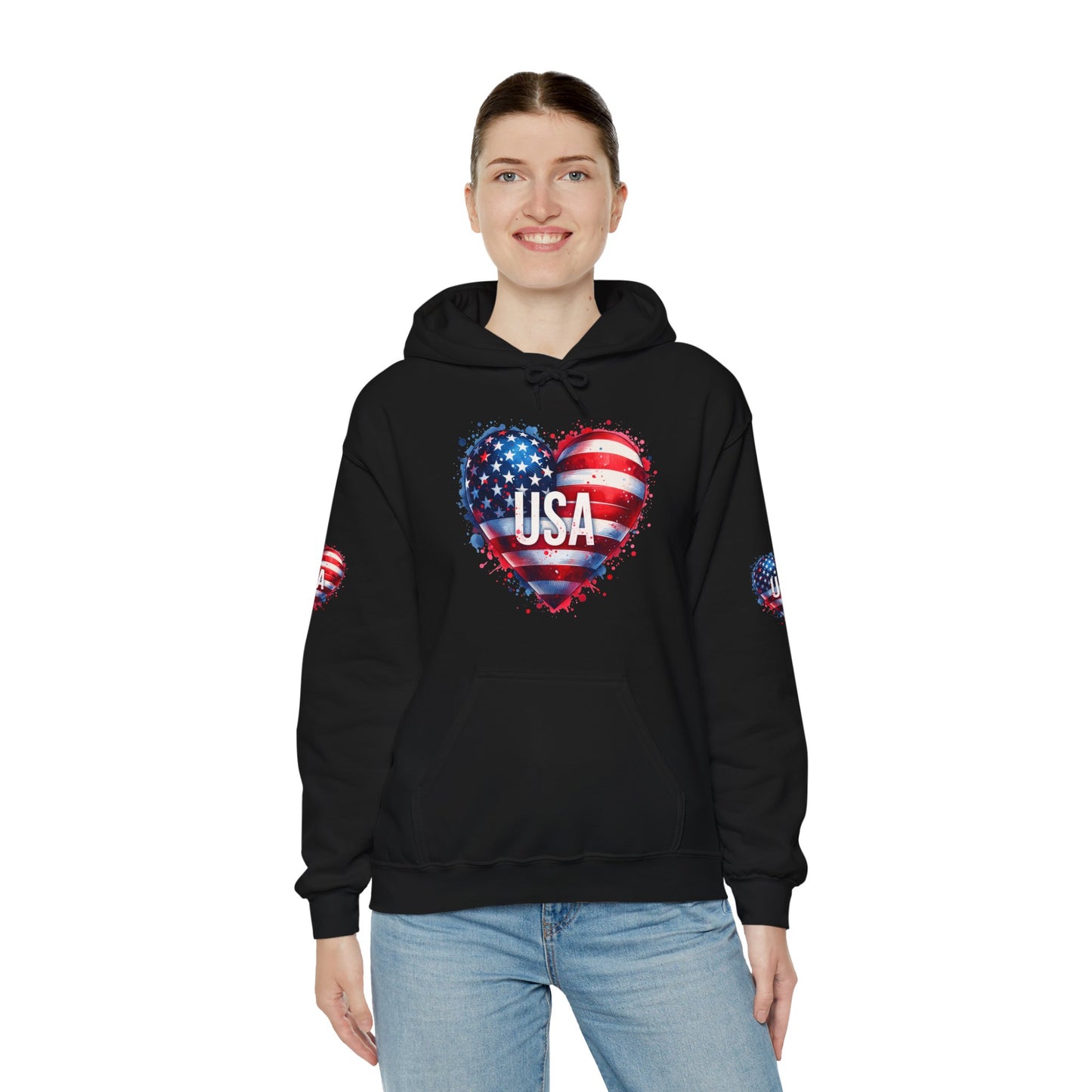 Princess Grace Patriotic Heart Hoodie for USA Lovers Unisex Heavy Blend