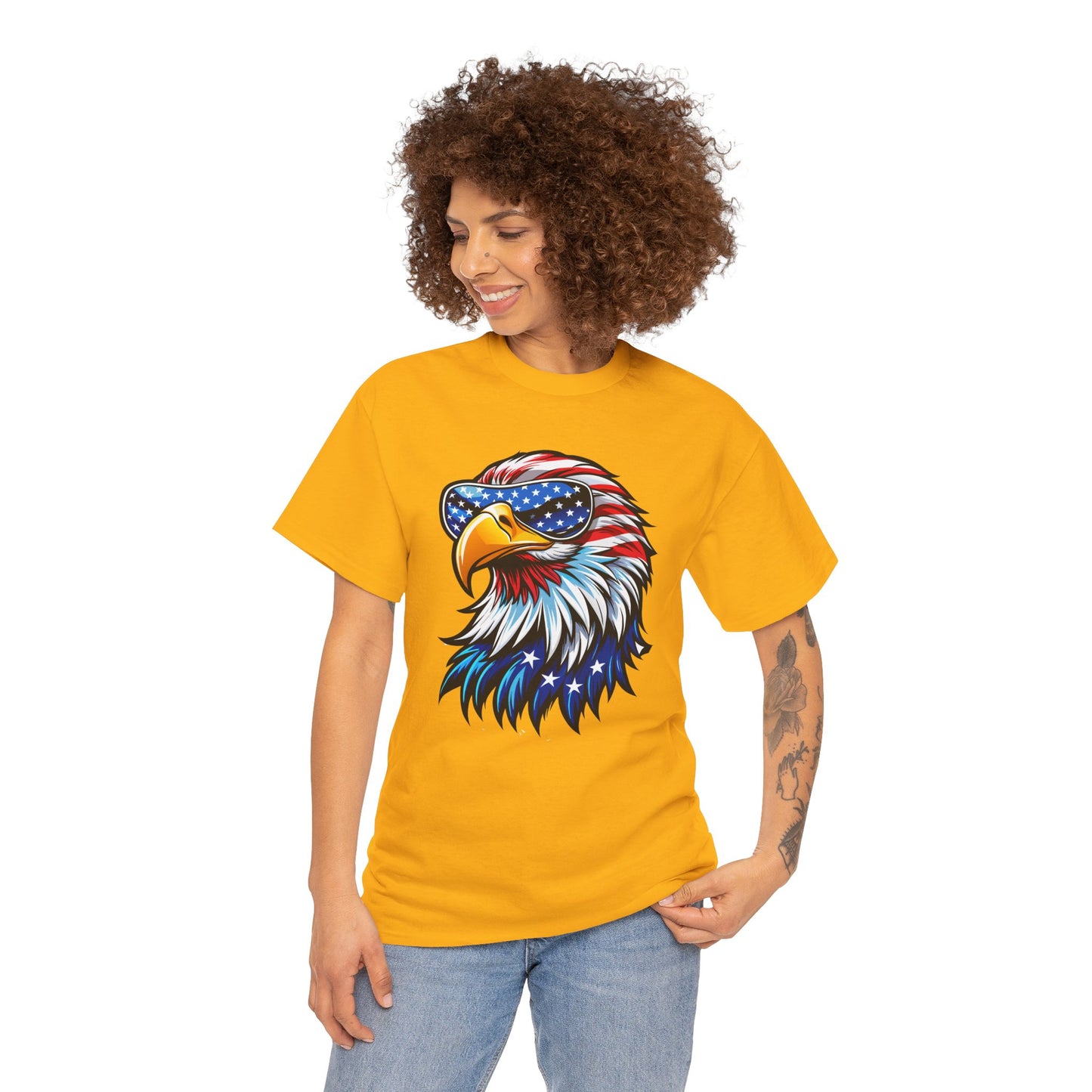 Princess Grace Patriotic Eagle Unisex Heavy Cotton Tee 4th of July Spirit