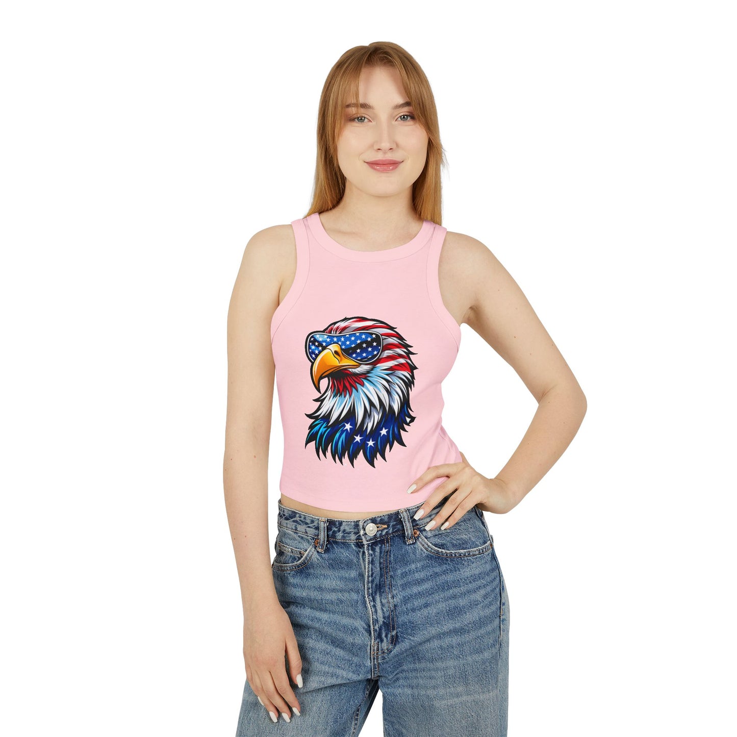 Princess Grace Patriotic Eagle Racer Tank Top USA Inspired Women's Activewear
