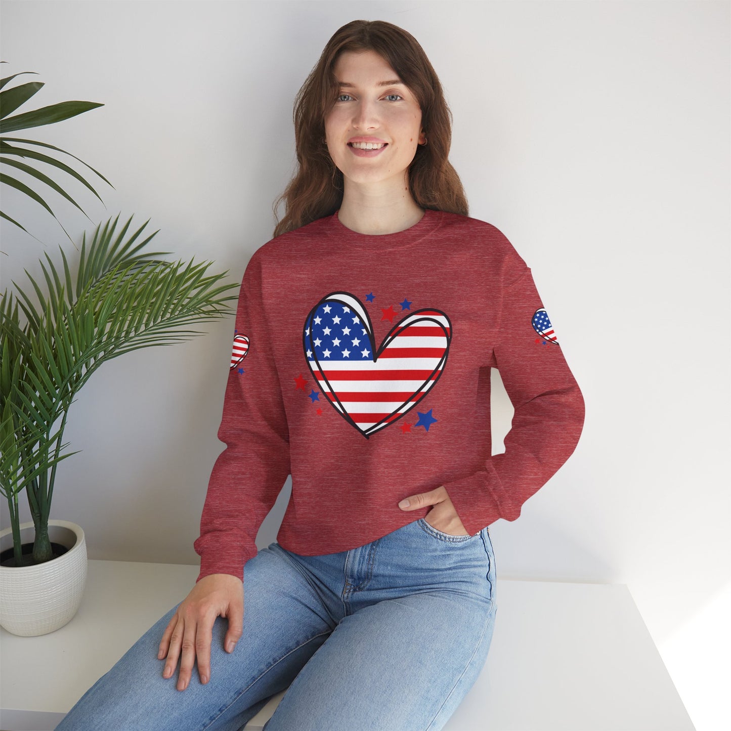 Princess Grace Patriotic Heart Crewneck Sweatshirt
