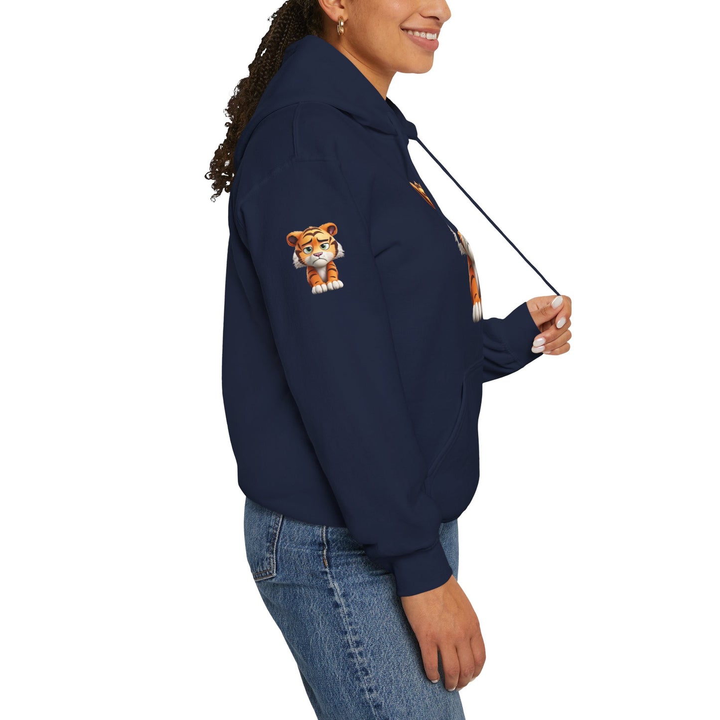 Princess Grace Playful Tiger Graphic Hoodie Unisex Heavy Blend Sweatshirt for Kids and Adults