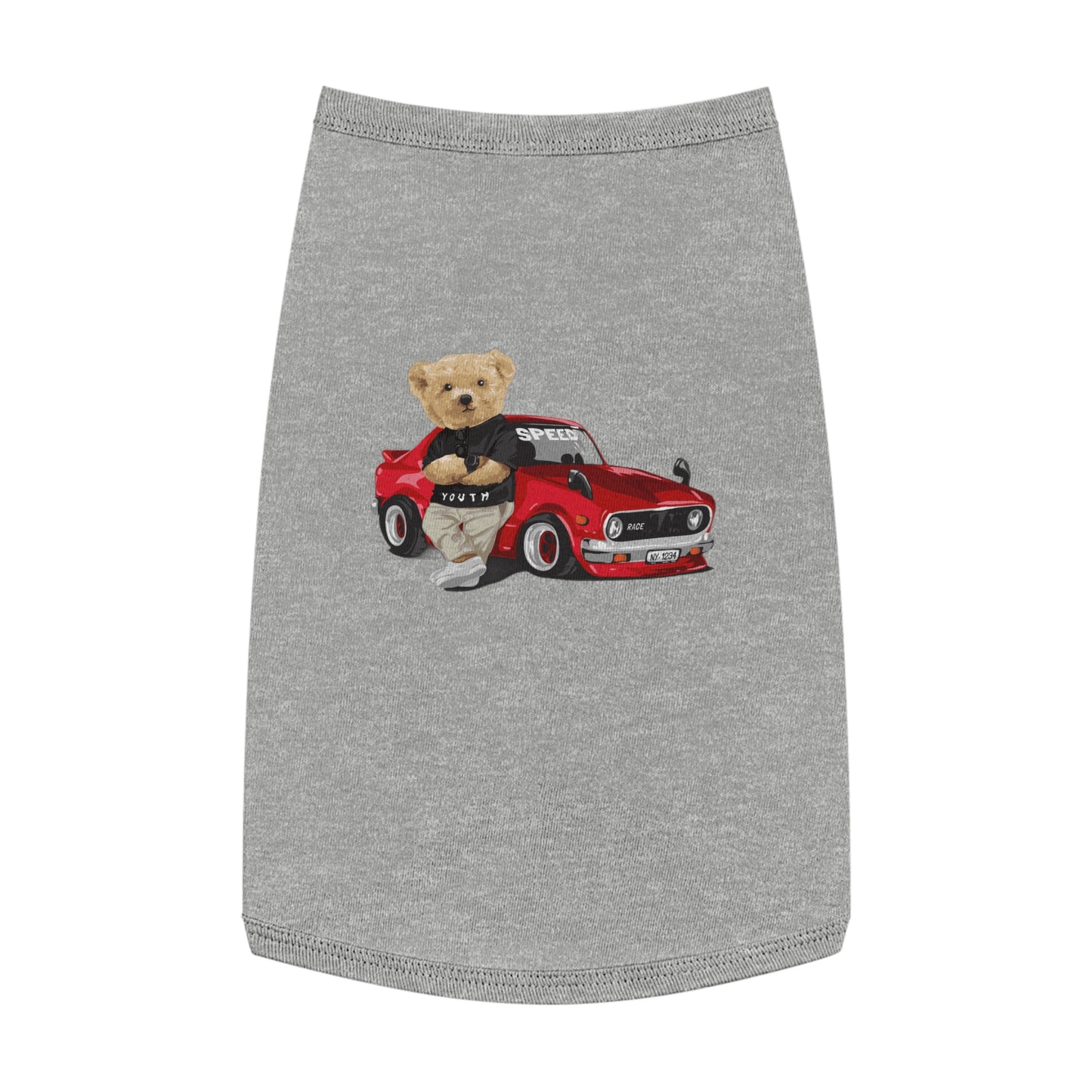 Princess CUTE Pet Tank Top with Racing Bear Graphic Perfect for Playful Pets