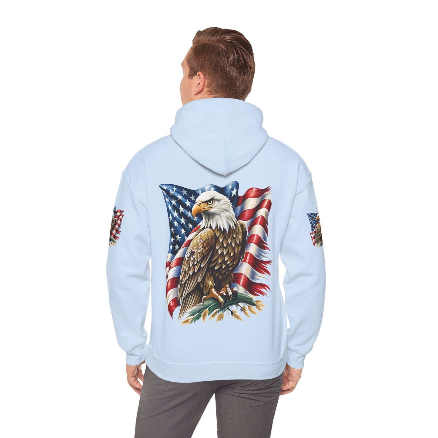 Princess Grace Patriotic Eagle Hooded Sweatshirt Unisex Heavy Blend Perfect for Memorial Day & Independence Day