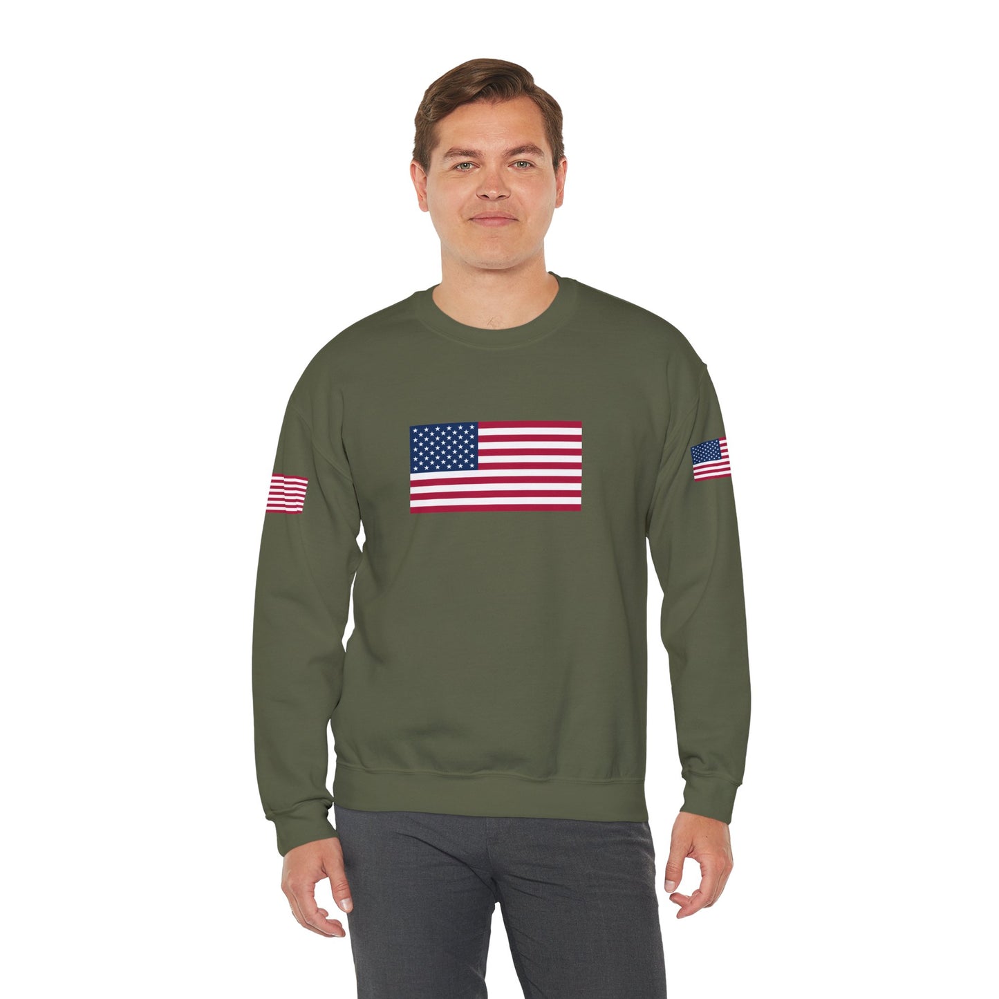 Princess Grace Patriotic Unisex Crewneck Sweatshirt with American Flags