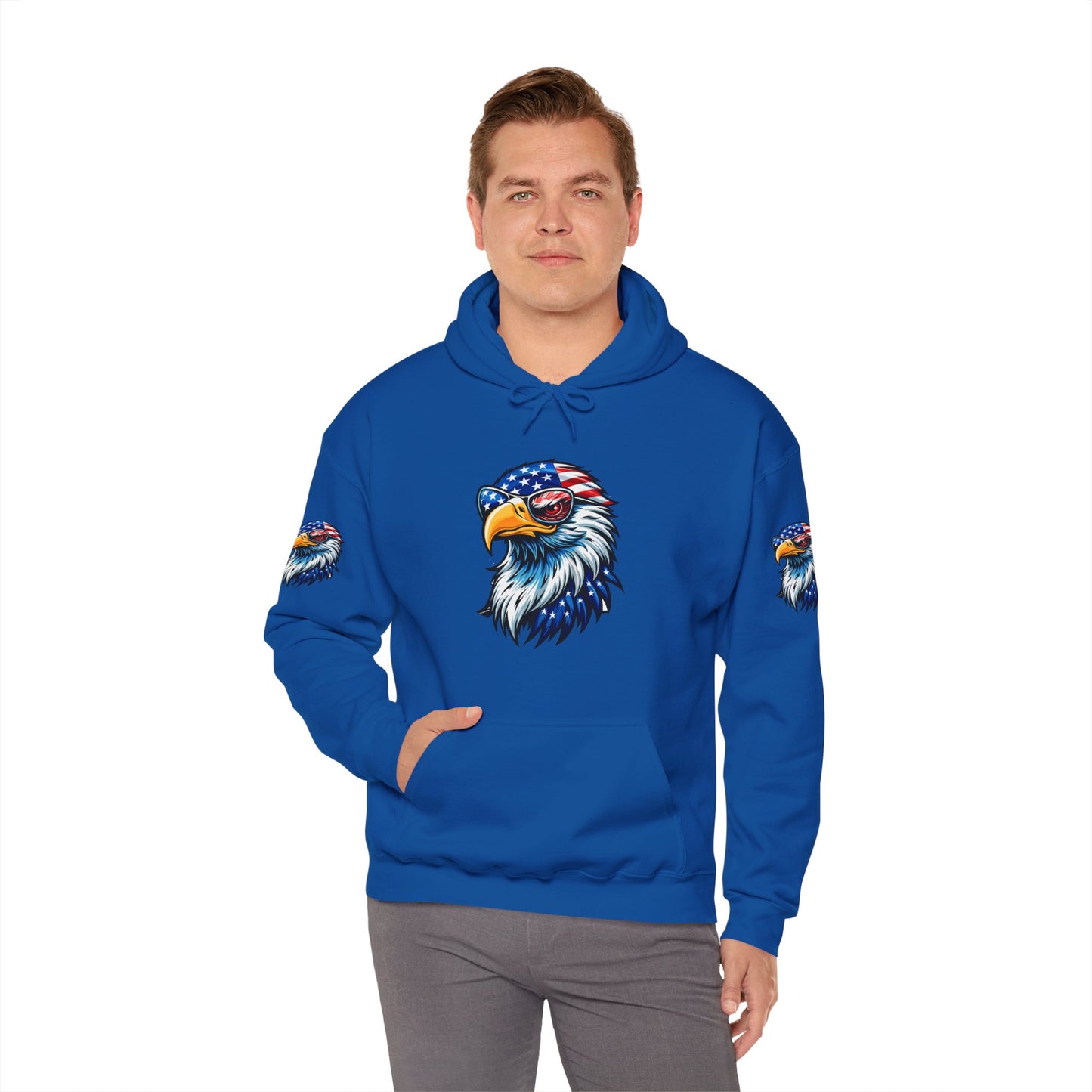 Princess Grace Patriotic Eagle Hoodie Unisex Heavy Blend Sweatshirt with USA Flag Design