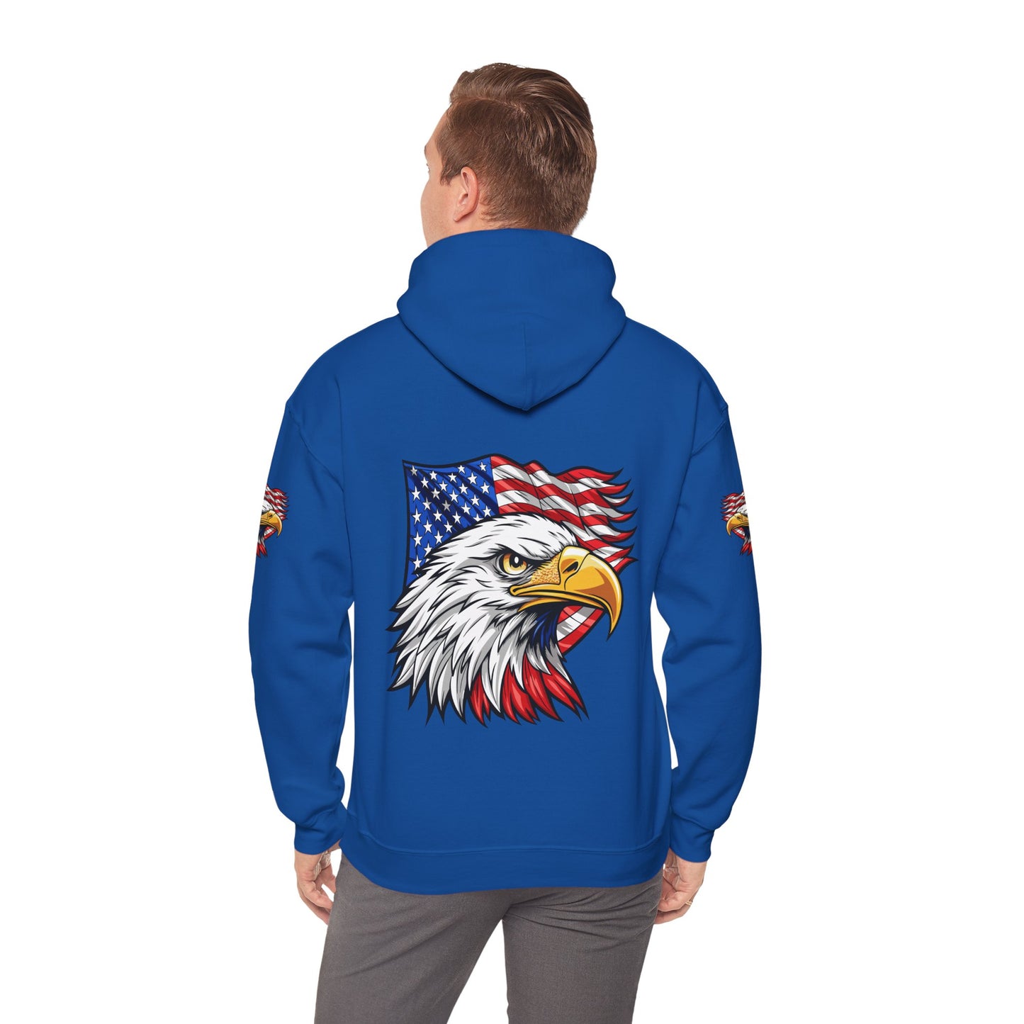 Princess Grace Patriotic Eagle Hoodie Unisex Heavy Blend Sweatshirt with American Flag Design
