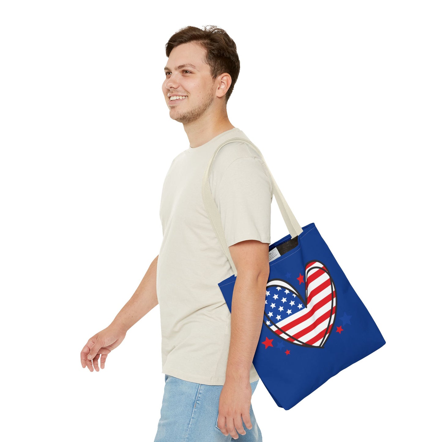 Princess Grace Patriotic Heart Tote Bag USA Flag Design for Independence Day