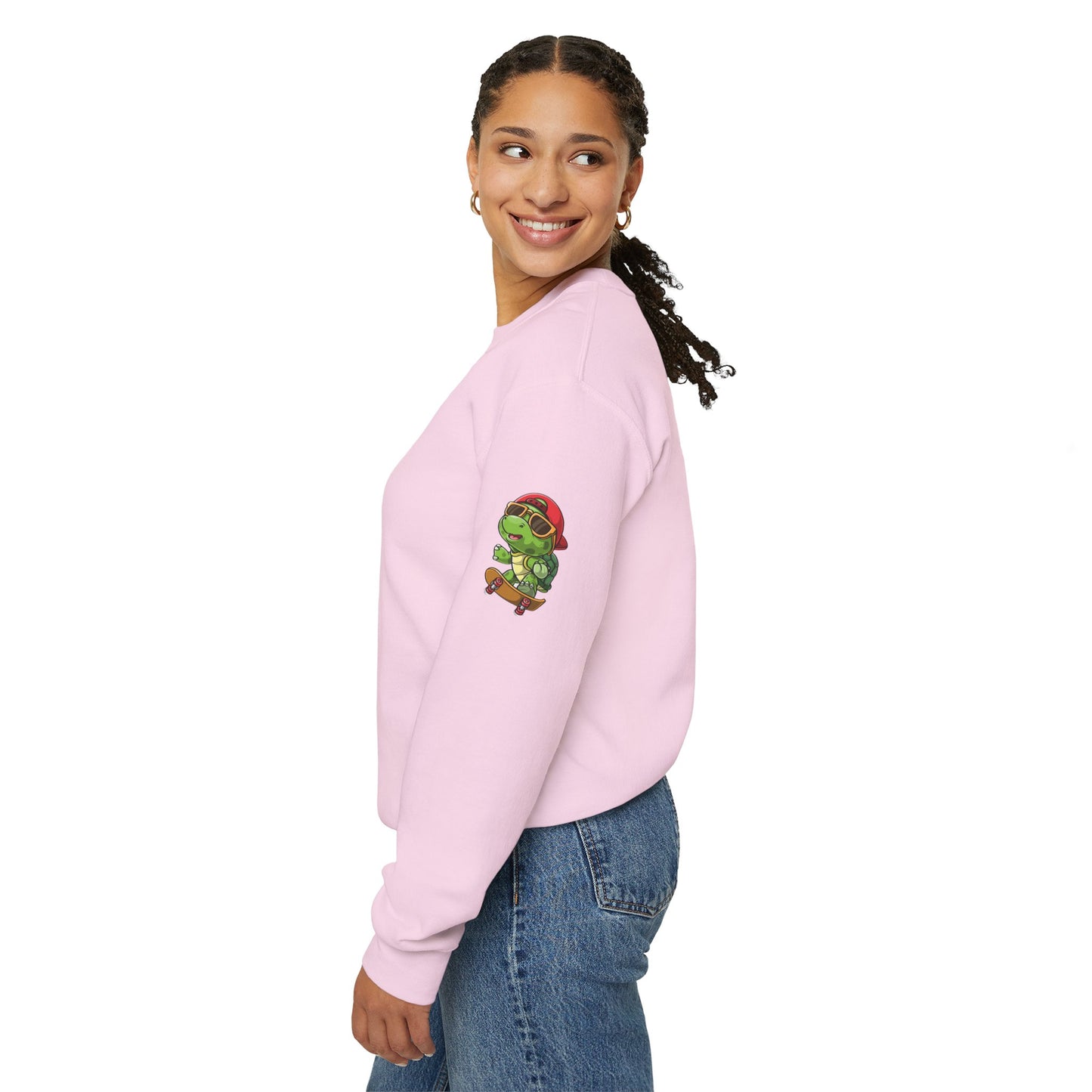 Princess Grace Cool Turtle Skateboarding Crewneck Sweatshirt for Kids and Teens