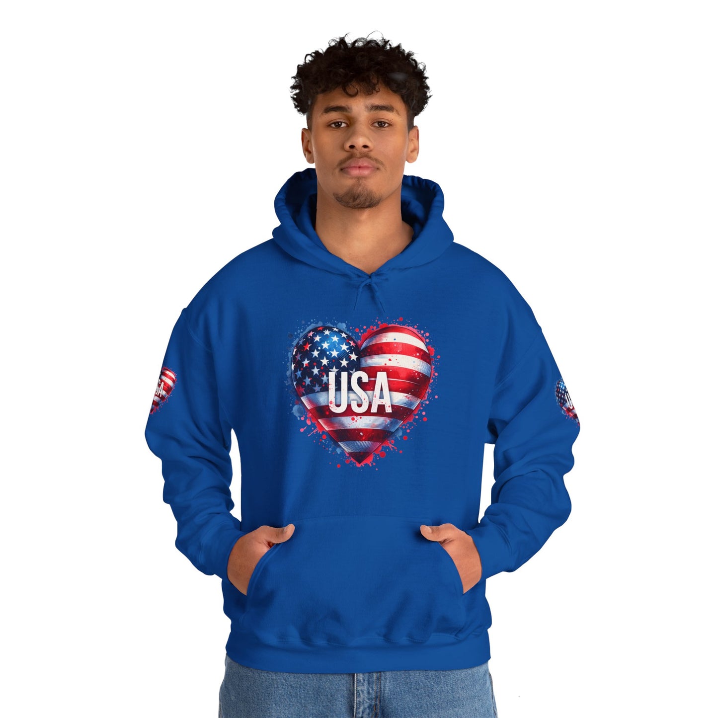 Princess Grace Patriotic Heart Hoodie for USA Lovers Unisex Heavy Blend