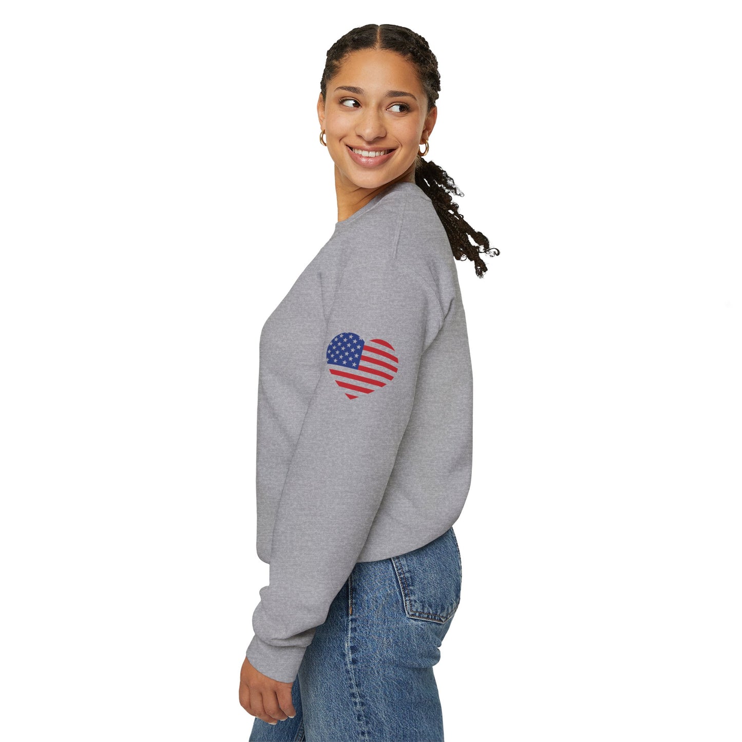 Princess Grace USA Heart Unisex Crewneck Sweatshirt Cozy American Pride