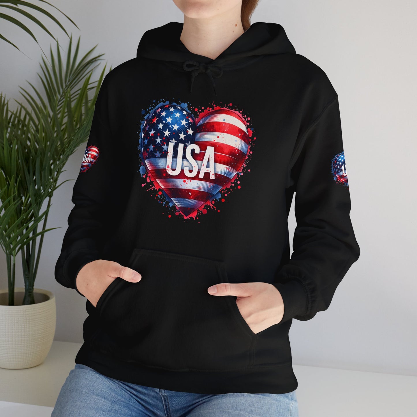 Princess Grace Patriotic Heart Hoodie for USA Lovers Unisex Heavy Blend