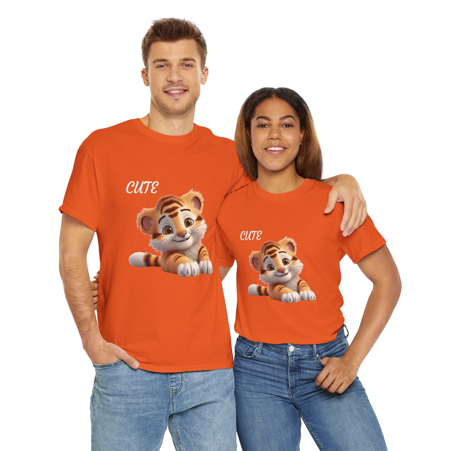 Princess Grace Cute Tiger Graphic Unisex Heavy Cotton Tee Perfect for Animal Lovers