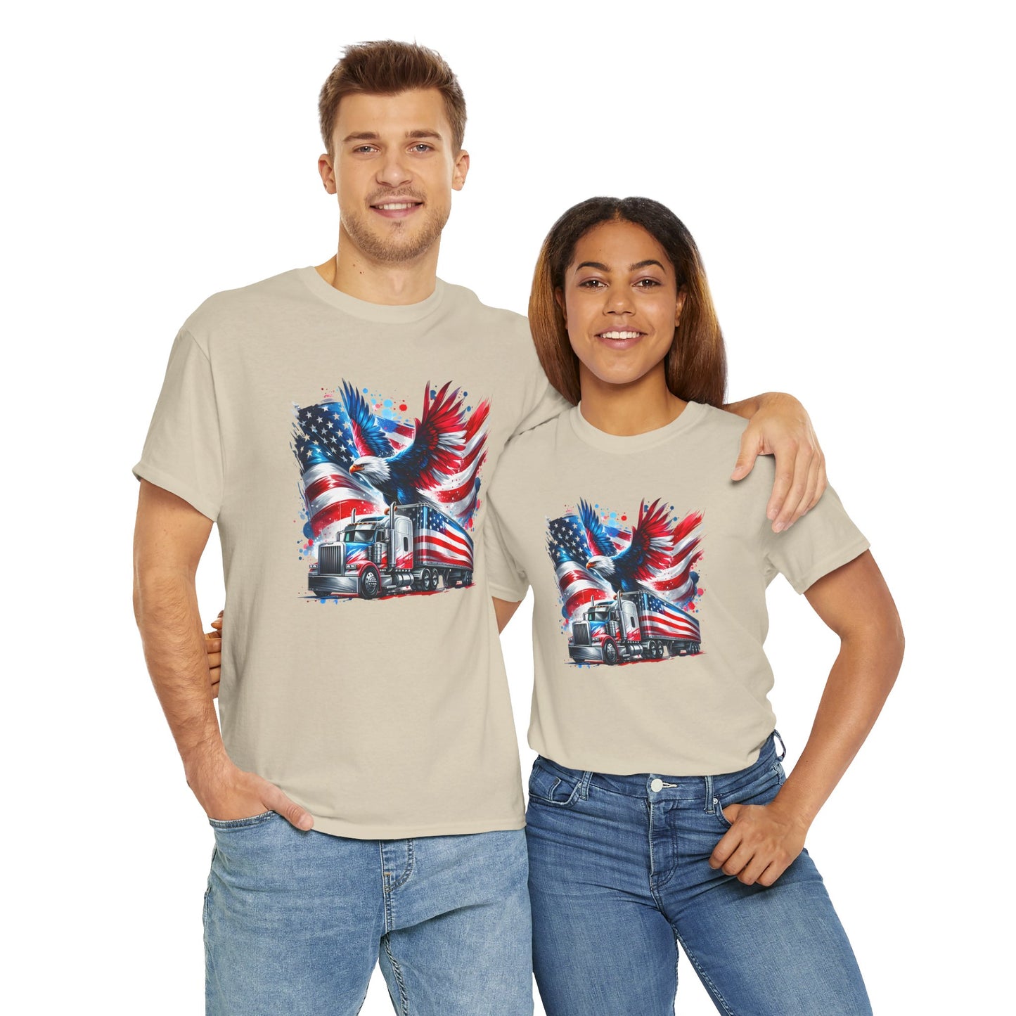 Princess Grace Patriotic Eagle Truck Unisex Heavy Cotton Tee
