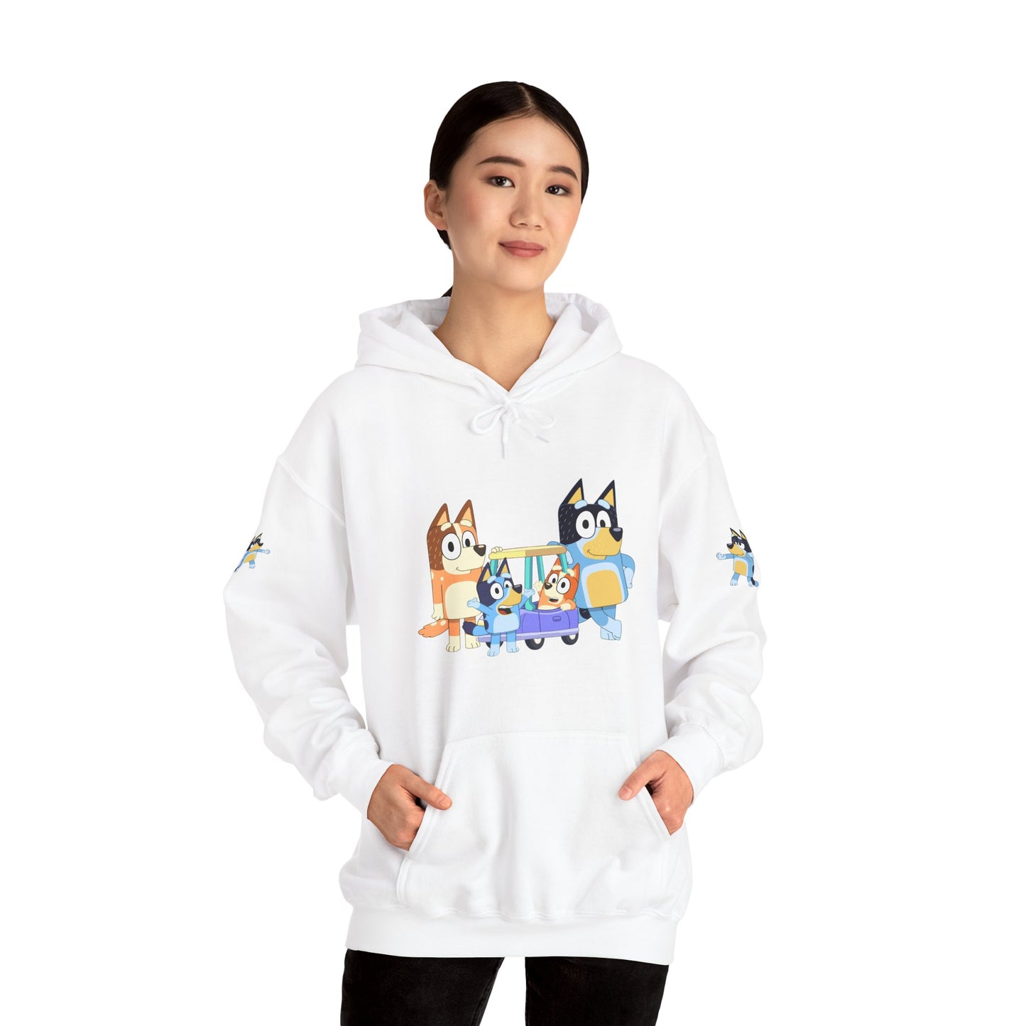 Princess Grace Bluey Fun Family Cartoon Hoodie - Unisex Heavy Blend with Playful Characters