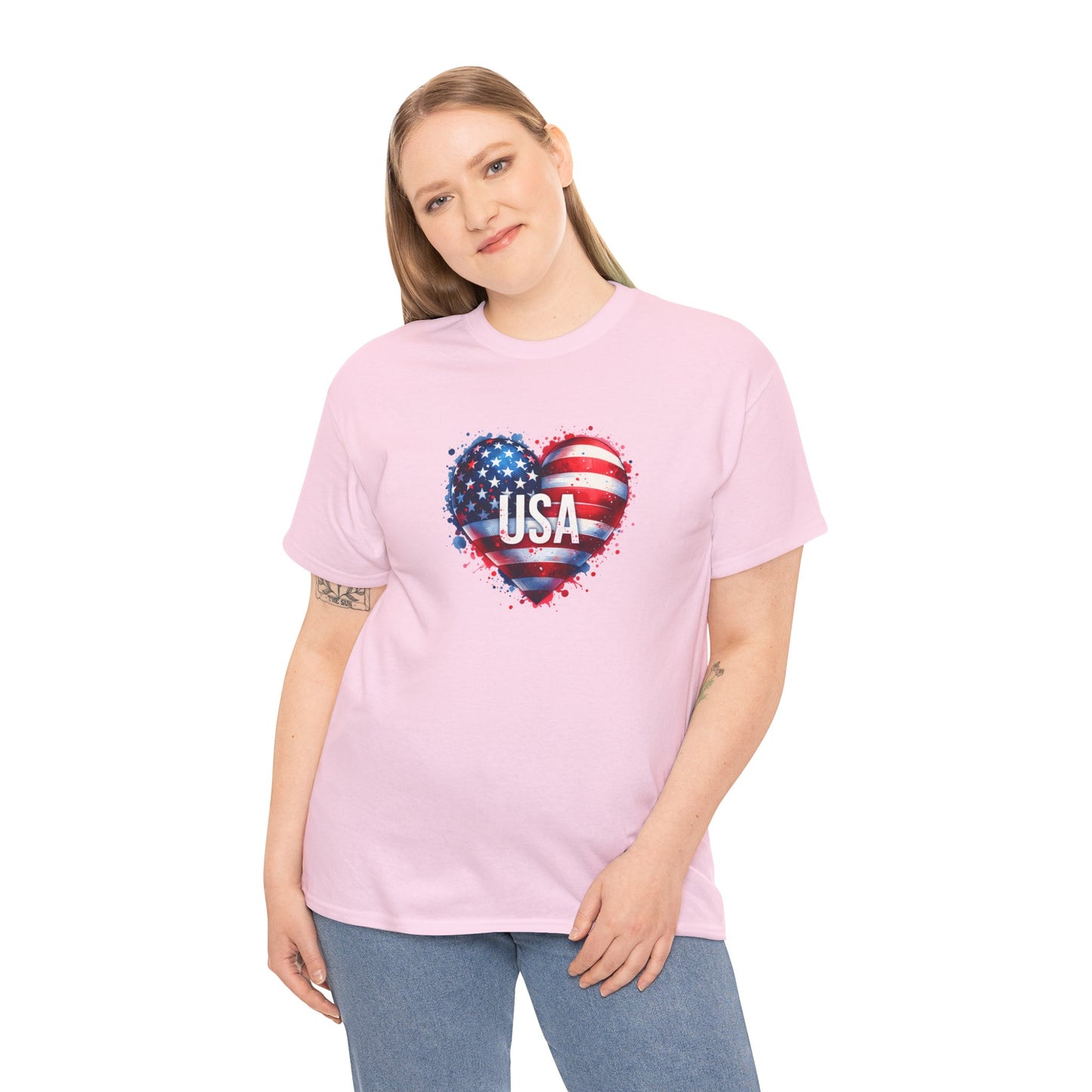 Princess Grace Patriotic Heart Unisex Cotton Tee USA Freedom Shirt