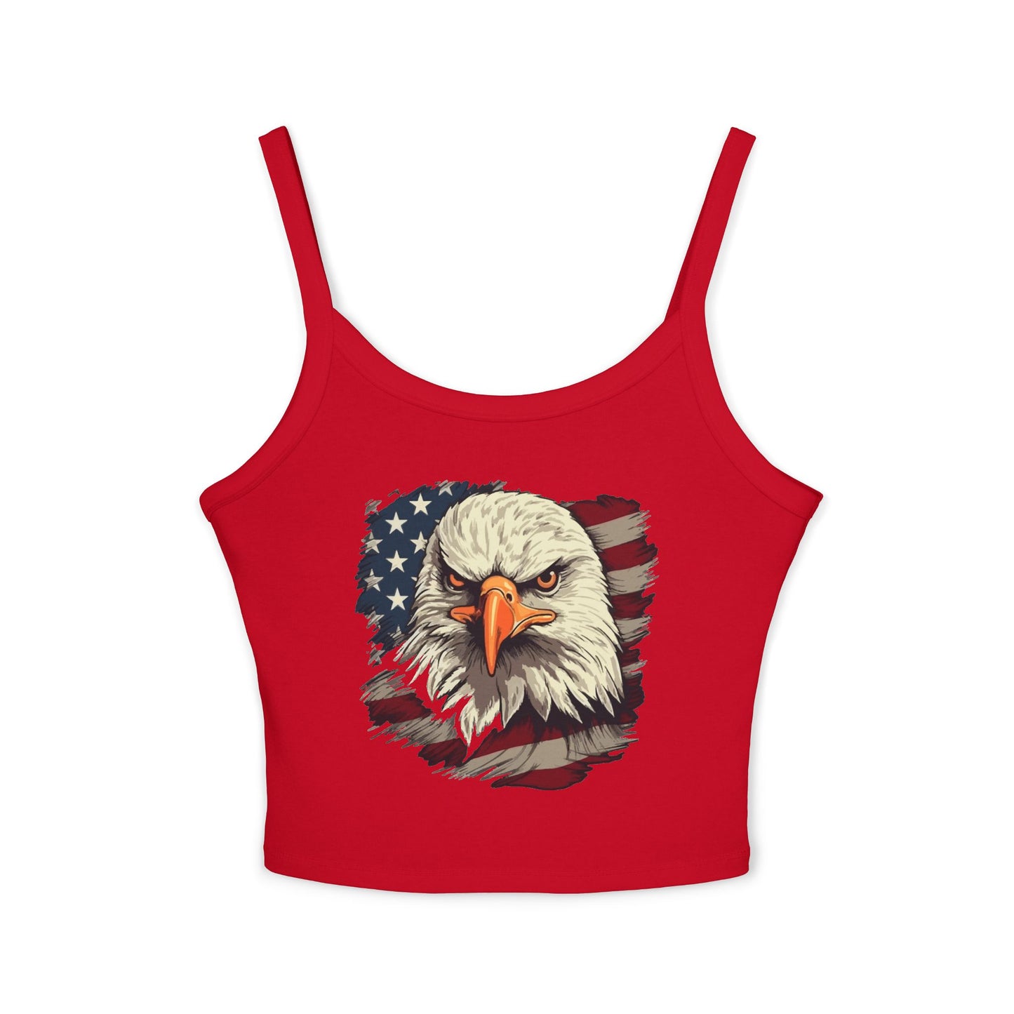 Princess Grace Patriotic Women's Spaghetti Strap Tank Top Eagle & USA Flag Design