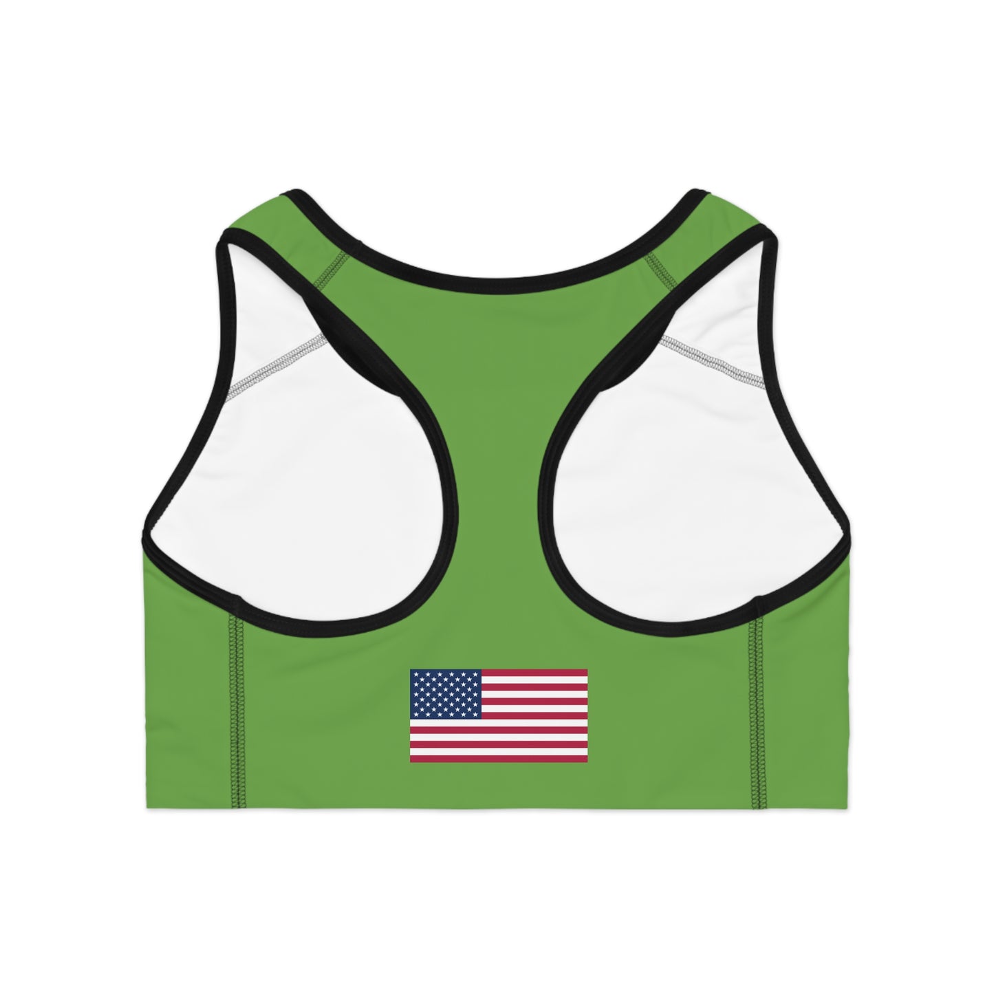 Princess Grace Patriotic Green Sports Bra with American Flag