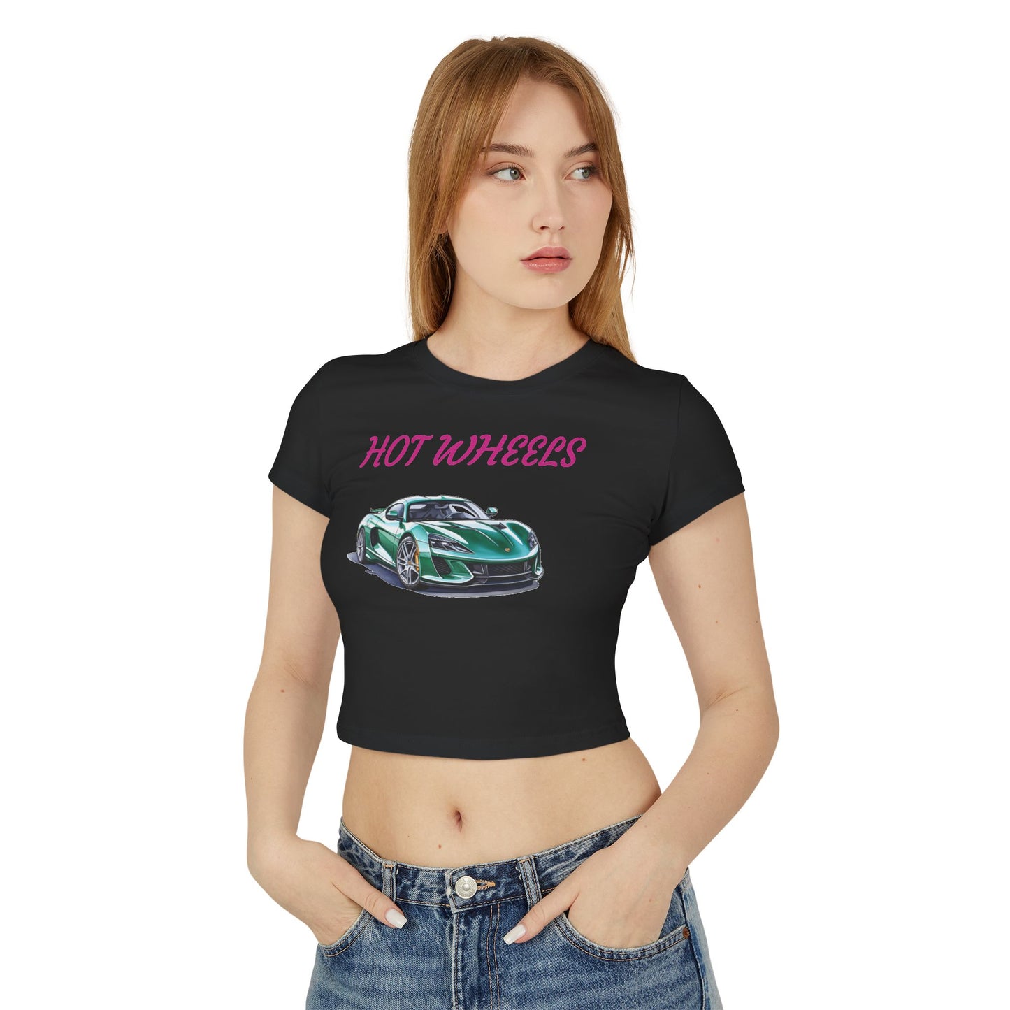 Princess Grace Women's Baby Tee Hot Wheels Graphic Car Tee, Perfect for Car Enthusiasts