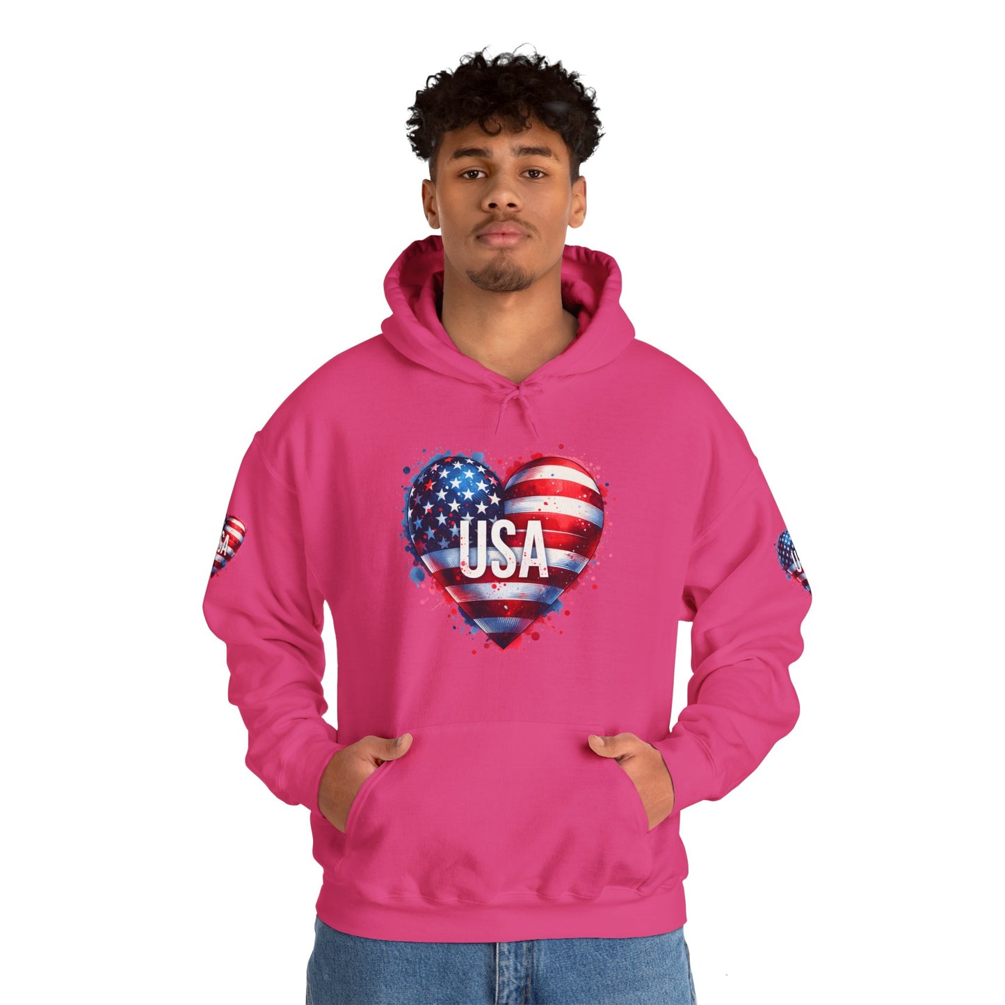 Princess Grace Patriotic Heart Hoodie for USA Lovers Unisex Heavy Blend
