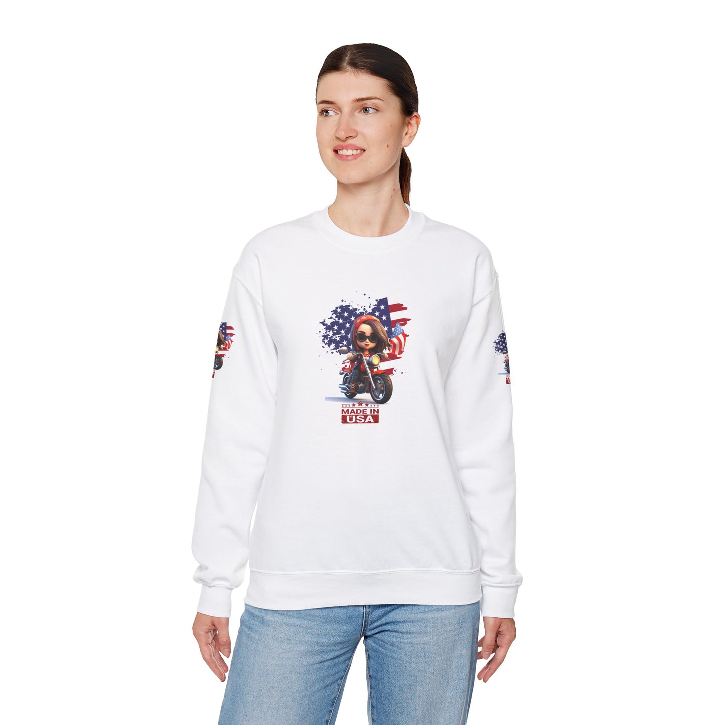 Princess Grace Patriotic Biker Sweatshirt Unisex Heavy Blend Crewneck